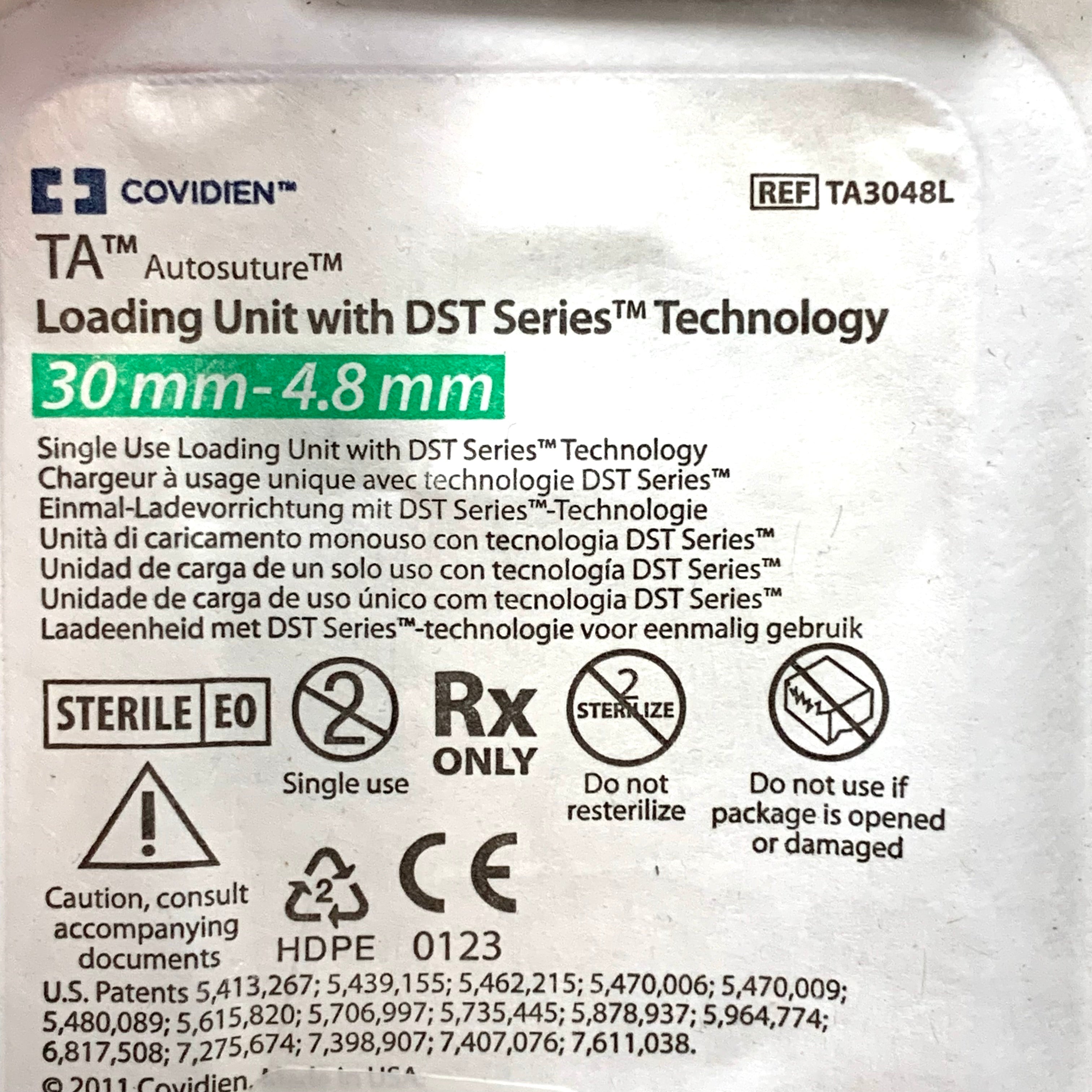 COVIDIEN REF TA3048L TA Autosuture Loading Unit with DST Series Technology 30 mm - 4.8 mm, Exp.2025/08