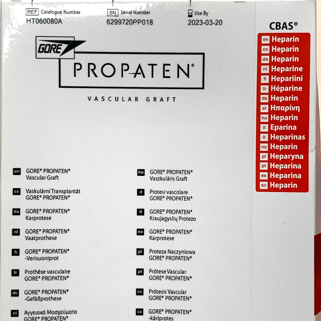 GORE REF HT060080A PROPATEN Vascular Graft with Heparin CBAS, Exp.2023/03