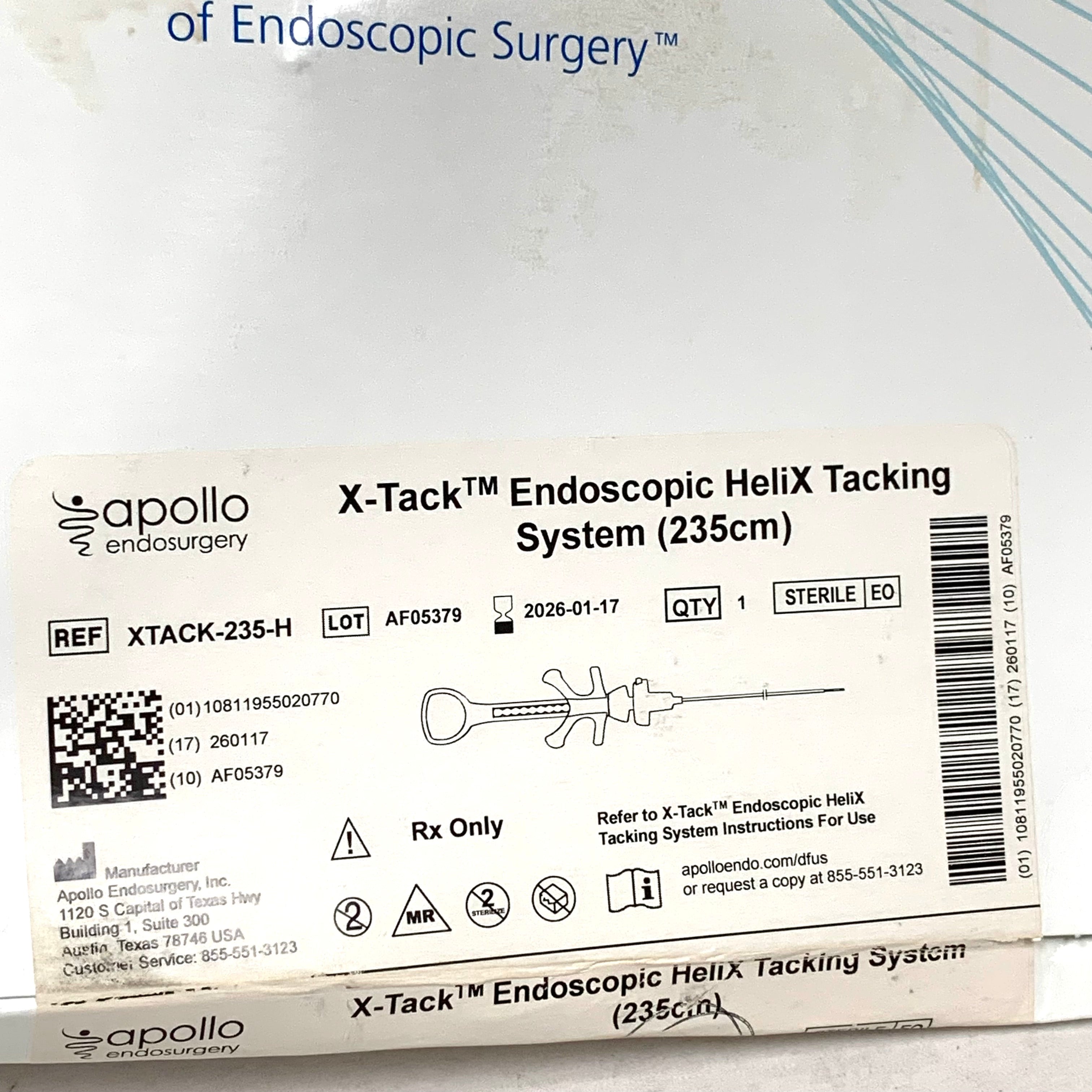 APOLLO ENDOSURGERY REF XTACK-235-H X-Tack Endoscopic HeliX Tacking System 235cm Exp.2026/01
