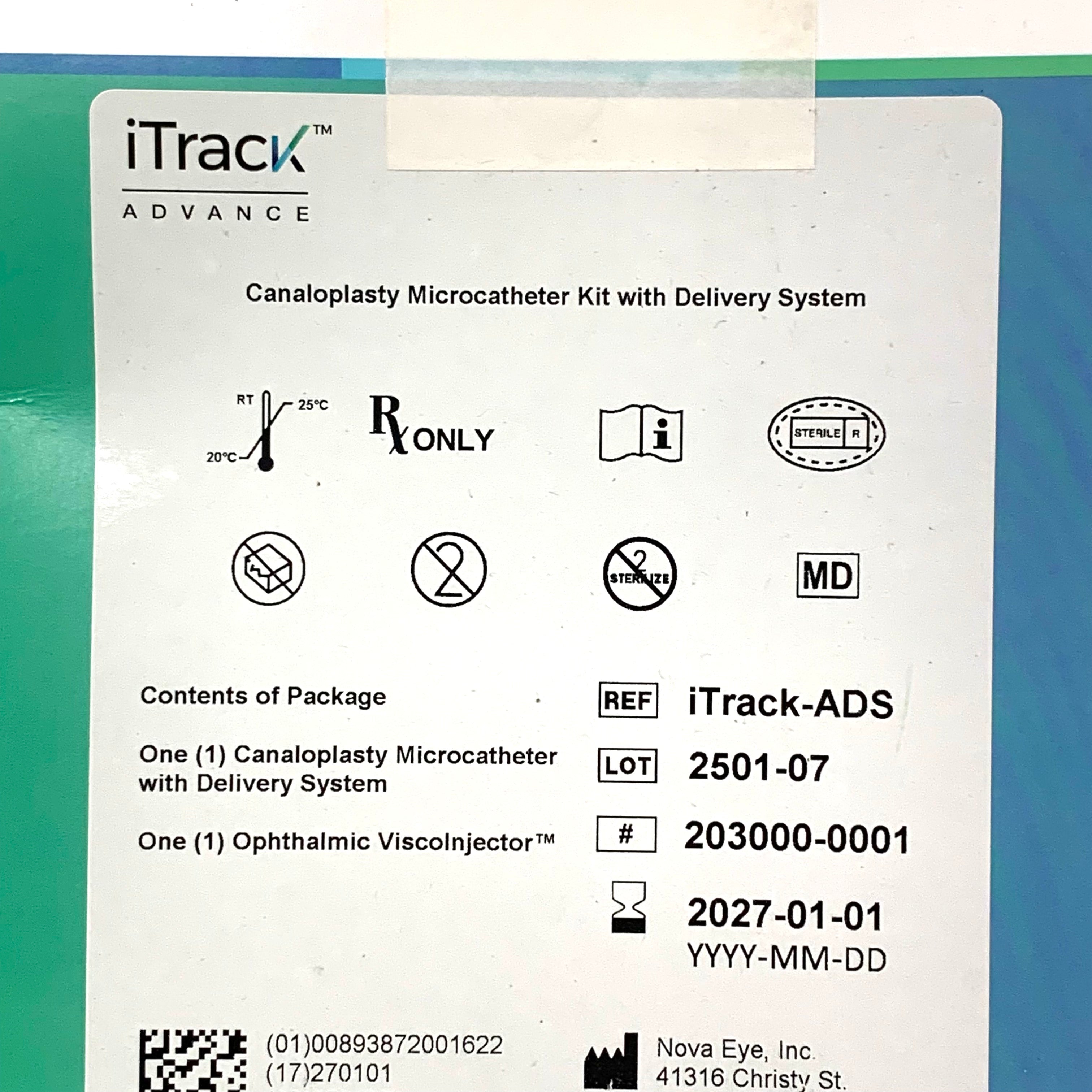 NOVA EYE REF iTrack-ADS iTrack Advance Canaloplasty Microcatheter Kit with Delivery System, Exp.2027/01