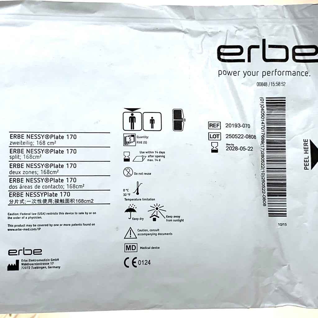 ERBE REF 20193-070 NESSY Plate 170 Electrosurgical Neutral Patient Return Electrode Split Exp.2028/05