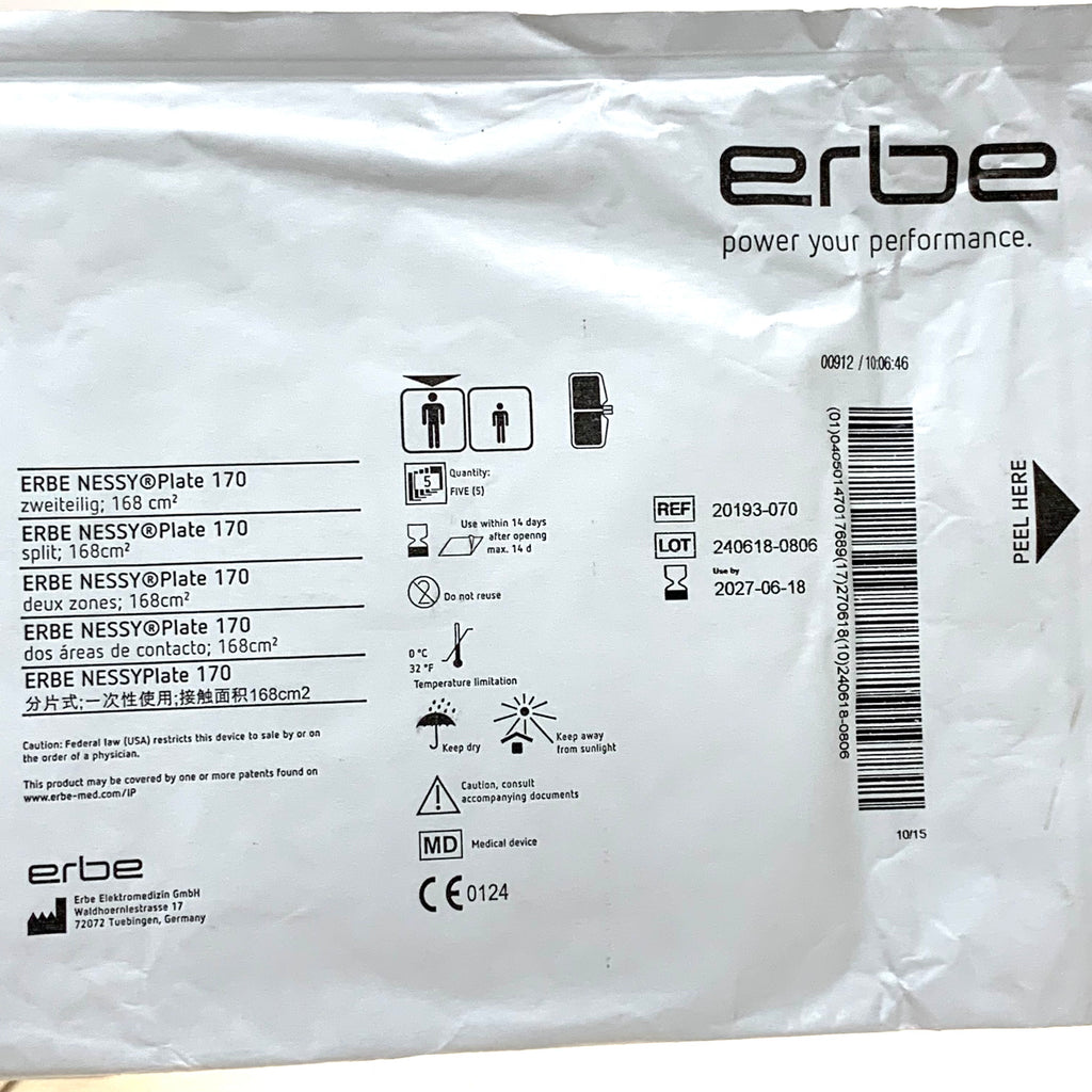 ERBE REF 20193-070 NESSY Plate 170 Split Electrosurgical Patient Return Electrode Exp.2027/06