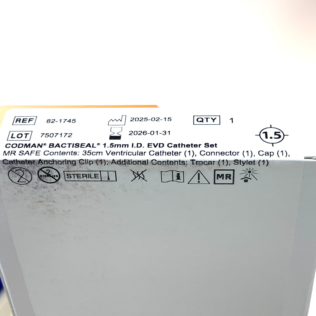 CODMAN REF 82-1745 BACTISEAL 1.5mm I.D. EVD Catheter Set Exp.2026/01
