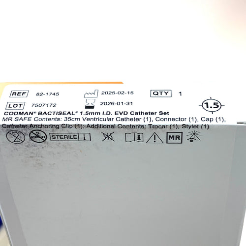 CODMAN REF 82-1745 BACTISEAL 1.5mm I.D EVD Catheter Set Exp.2026/01