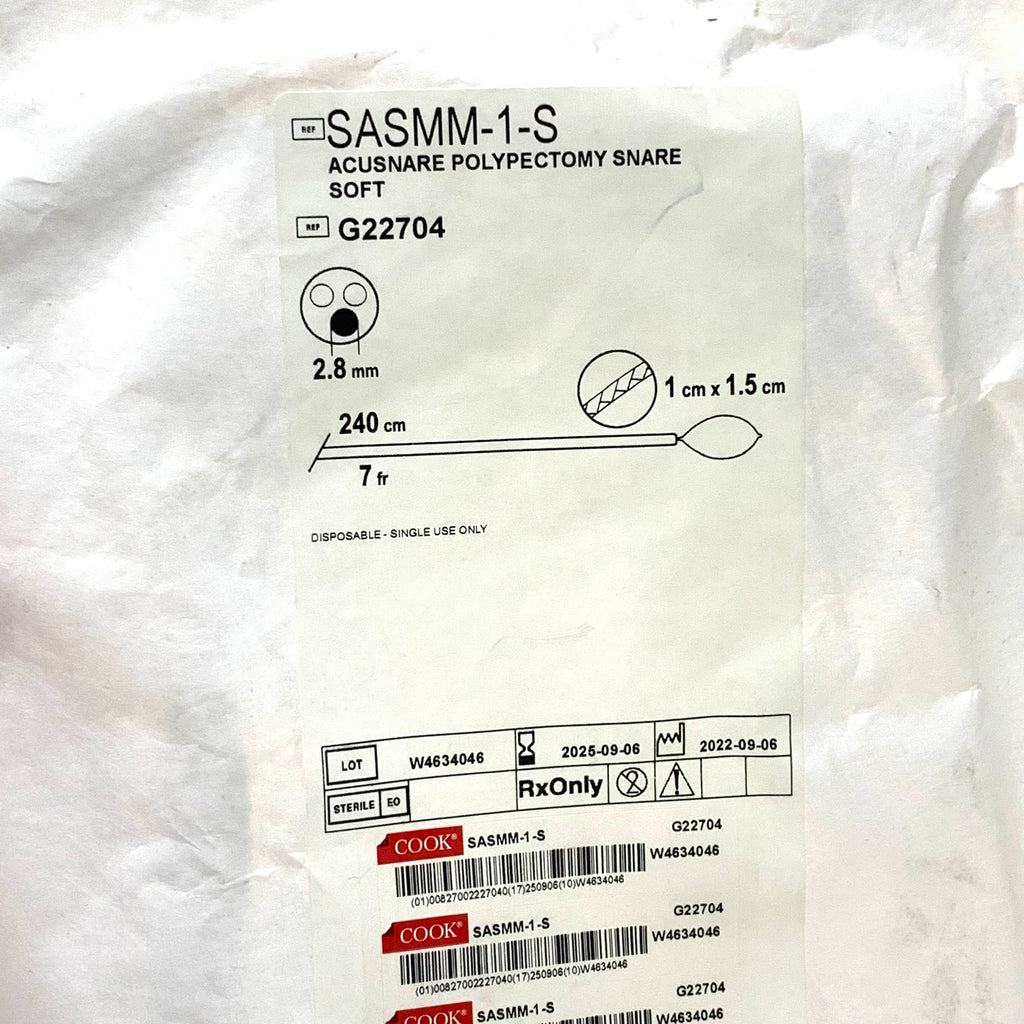 COOK MEDICAL REF SASMM-1-S / G22704 Acusnare Polypectomy Snare Soft 2.8mm 240cm Exp.2025/09