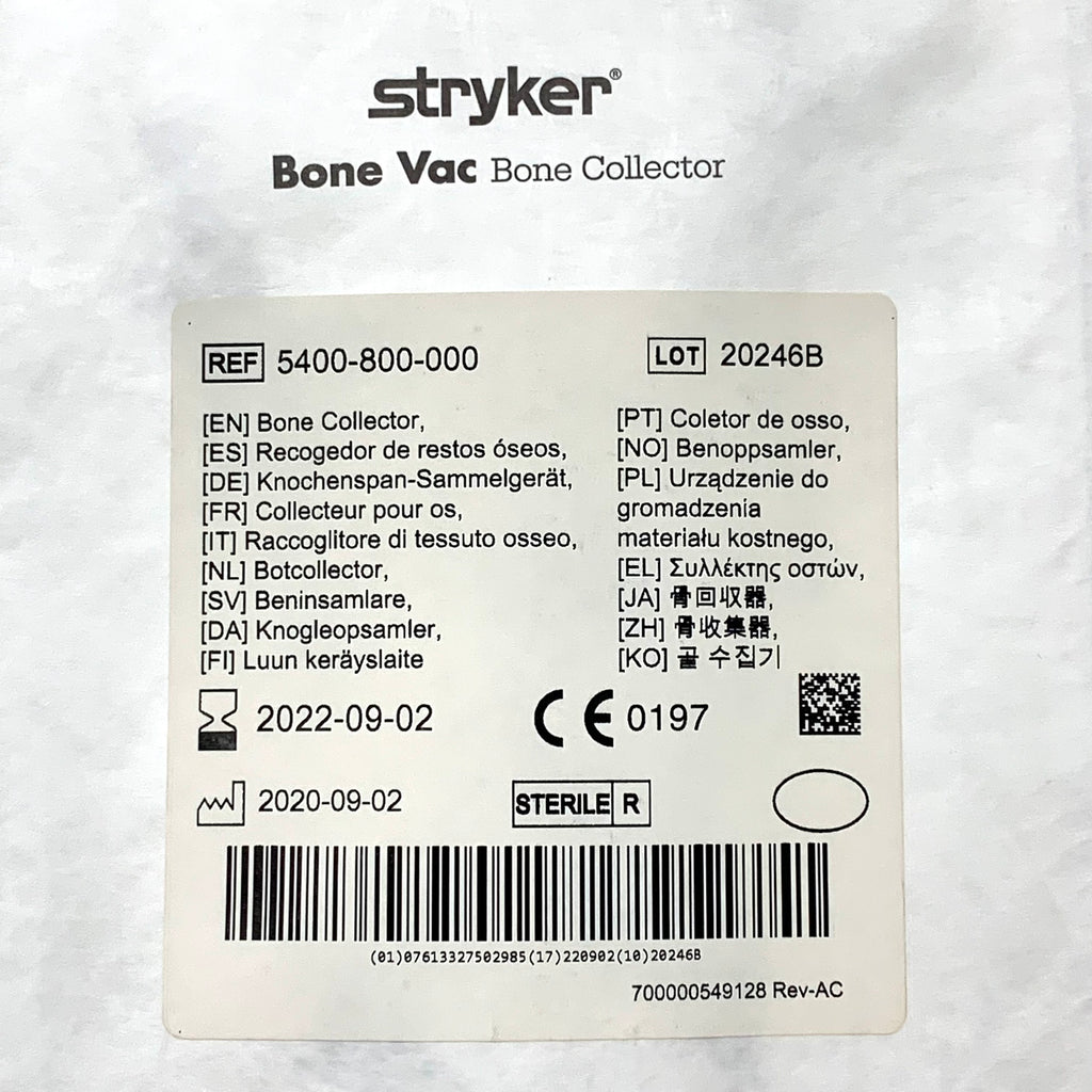 STRYKER REF 5400-800-000 Bone Vac Bone Collector Exp.2022/09