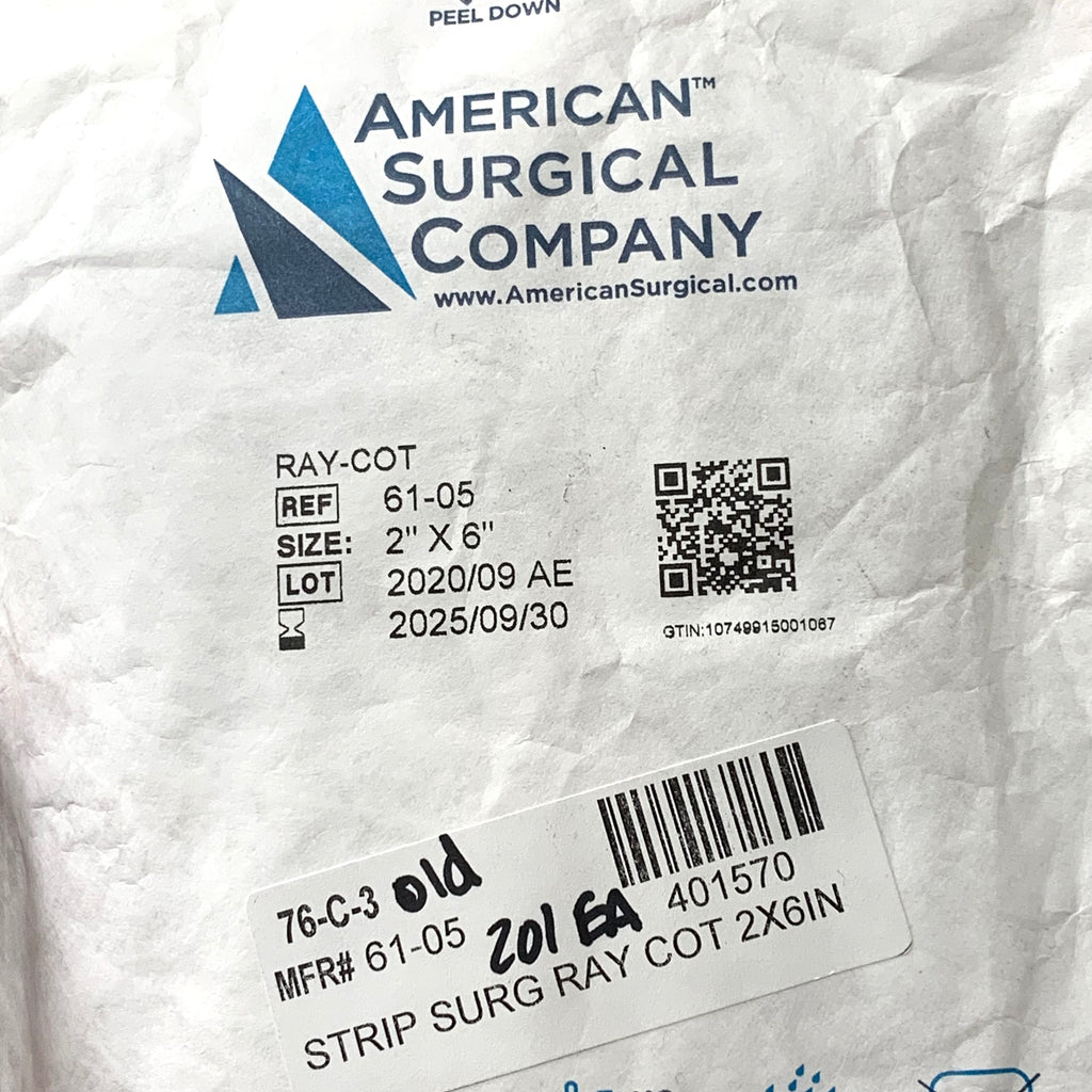 AMERICAN SURGICAL COMPANY REF 61-05 RAY-COT STRIP SURG RAY COT 2X6IN, EXP.2025/09