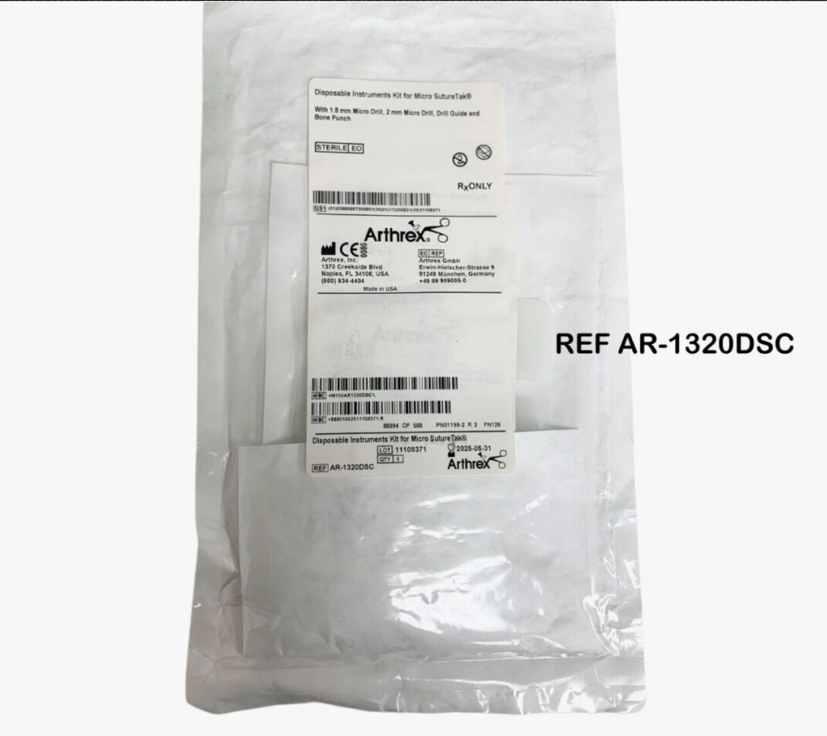 ARTHREX AR-1320DSC Disposable Instruments Kit for Micro SutureTak EXP 2025 05