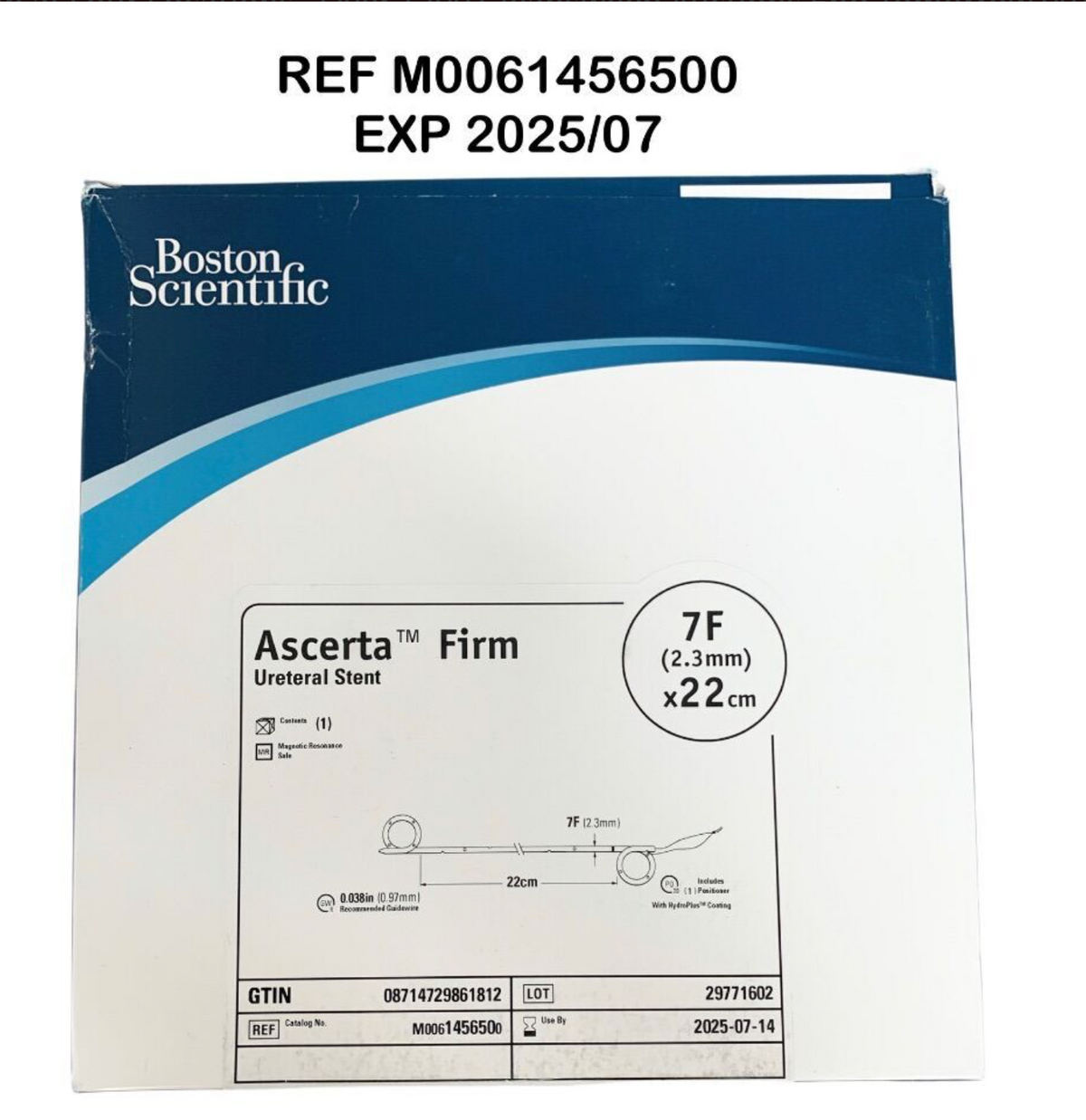 BOSTON SCIENTIFIC M0061456500 Ascerta Ureteral Stent Firm 7 F (2.3mm) x 22cm EXP 2025 07