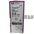 COVIDIEN GL-182 Polysorb Braided Absorbable Suture 3-0 2 Metric 30" 75 Cm VIOLET EXP 2025 07