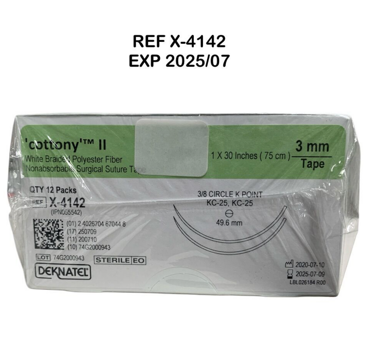 TELEFLEX  X-4142 'cottony' Il White Braided Polyester Fiber Nonabsorbable Surgical Suture EXP 2025 07
