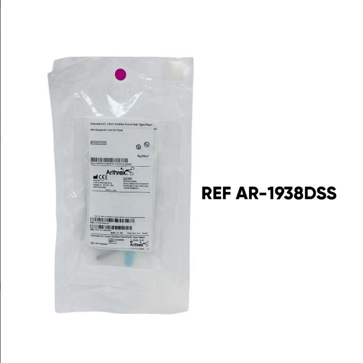 ARTHREX AR-1938DSS Disposable Kit for 3 mm Knotless SutureTak Open Repair Anchor EXP 2025 10