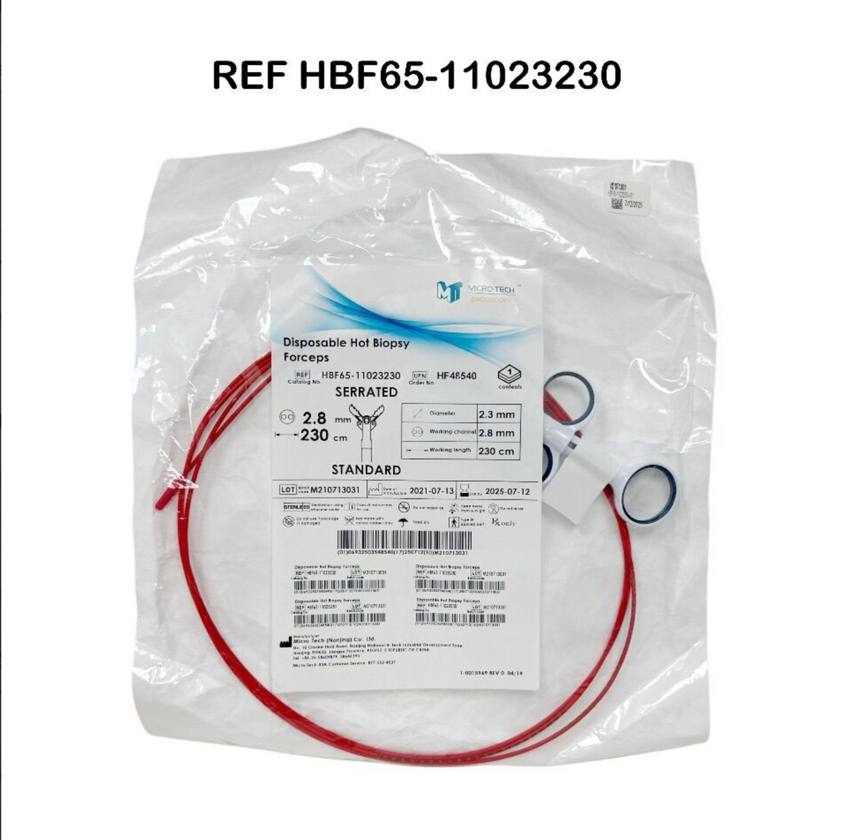 MICROTECH HBF65-11023230 Disposable Hot Biopsy Forceps 2.8 mm x 230 cm EXP 2025 07