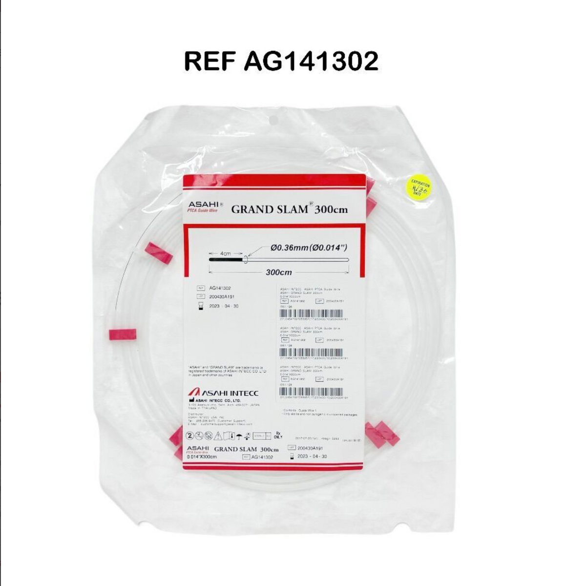 ASAHI INTECC AG141302 ASAHI PTCA Guide Wire ASAHI GRAND SLAM 300cm 0.014" X 300cm EXP 2024 03