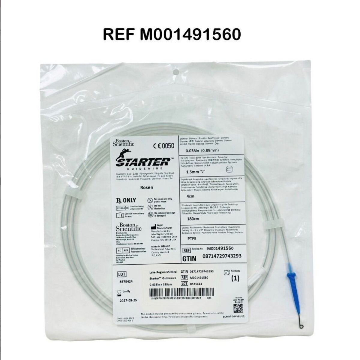 BOSTON SCIENTIFIC M001491560 Starter Guidewire 0.035″×180 cm EXP 2027 09