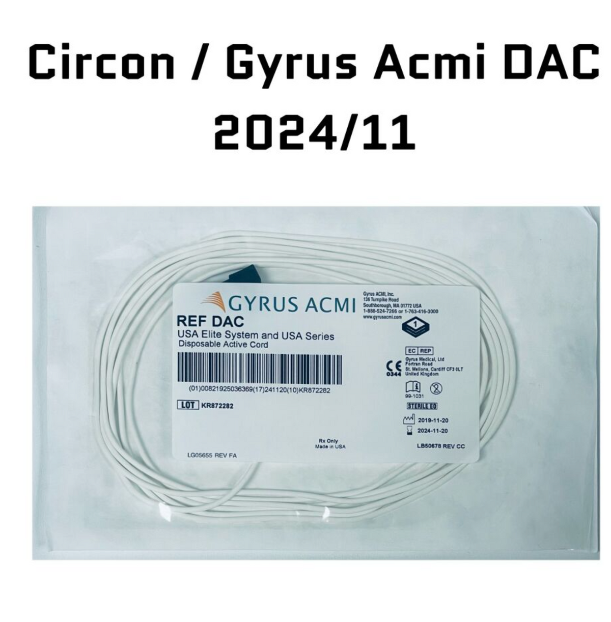 GYRUS ACMI DAC CORD, ACTIVE, CAUTERY, CYSTO DISPOSABLE 12/BOX EXP 2024 11