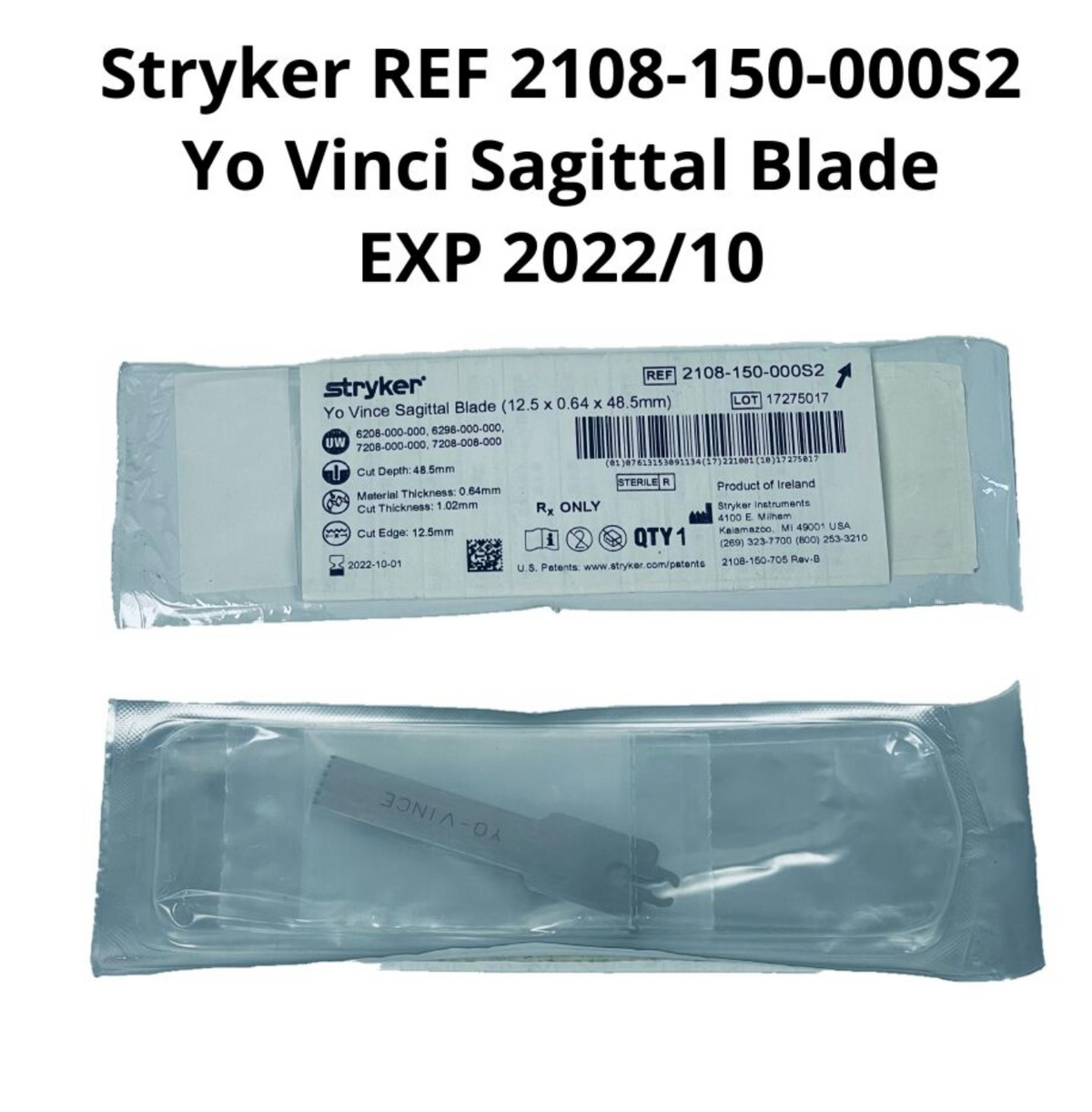 STRYKER 2108-150-000S2 Yo Vinci Sagittal Blade EXP 2022 10