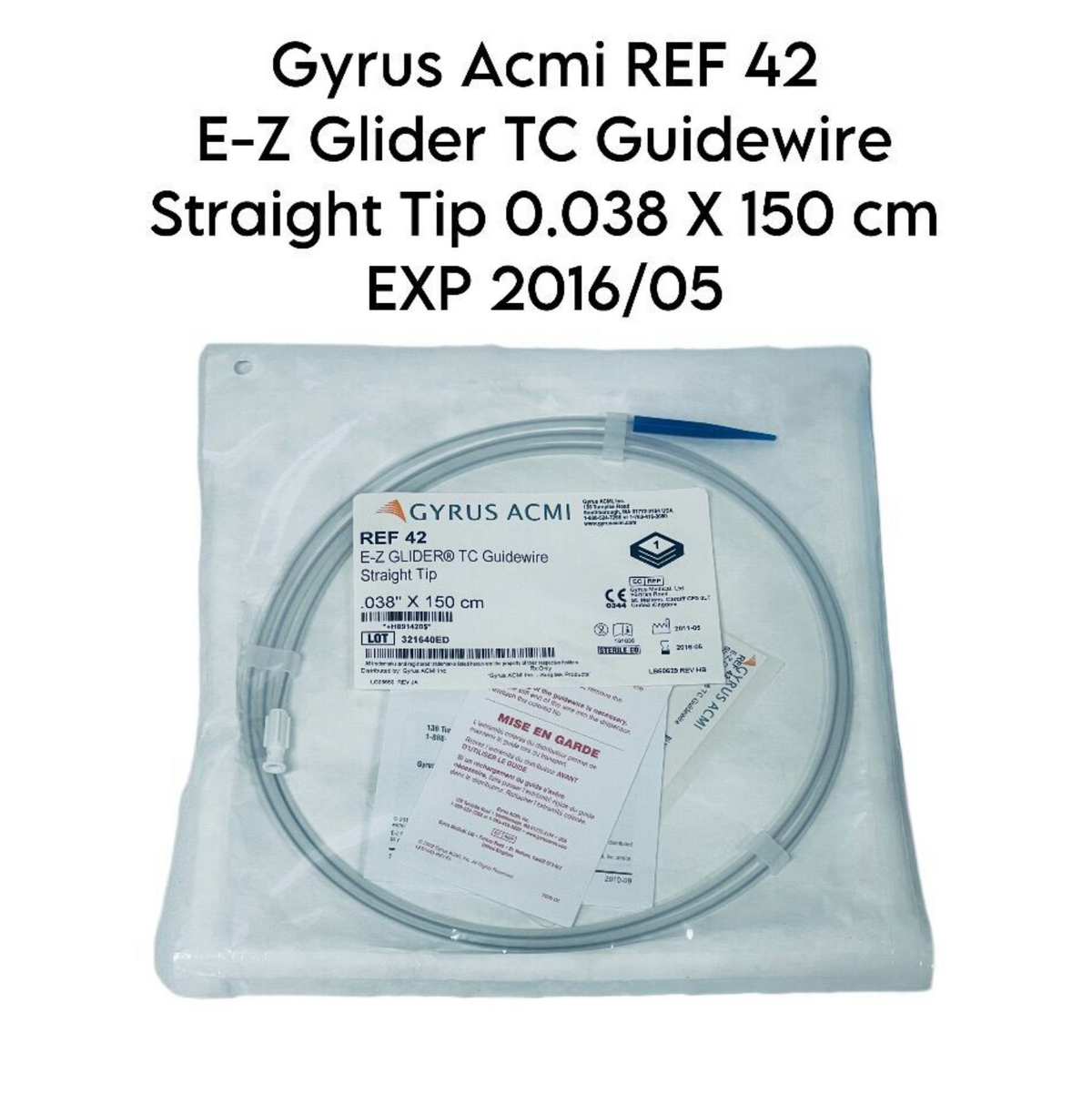 GYRUS ACMI 42 E-Z Glider TC Guidewire Straight Tip 0.038 X 150 cm ( 4/BOX) EXP 2016 05