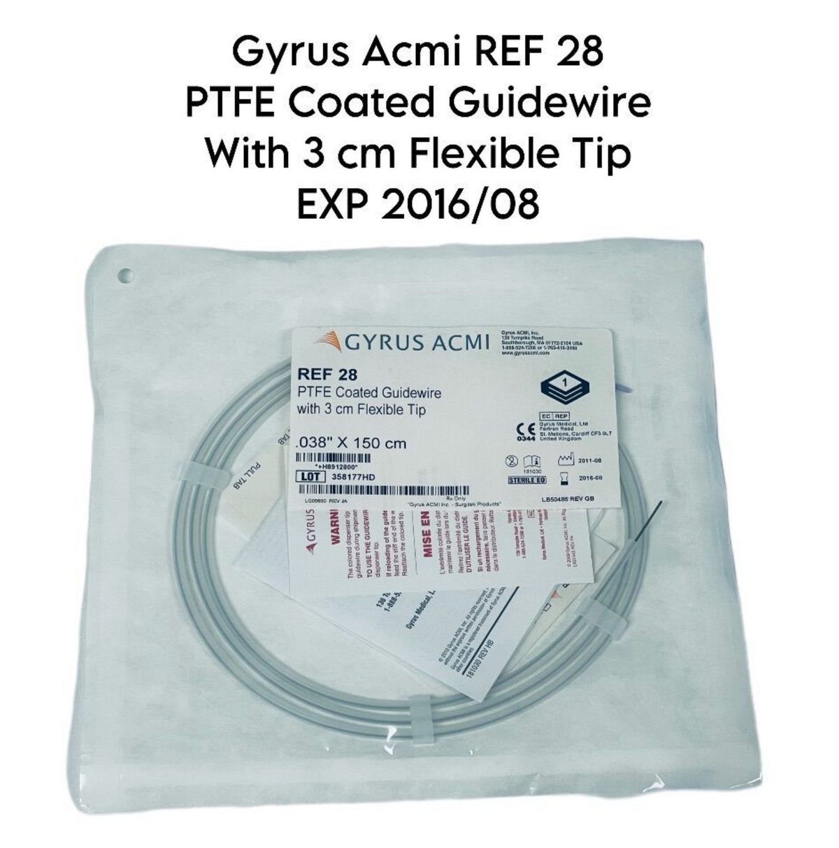 GYRUS ACMI 28 PTFE Coated Guidewire With 3 cm Flexible Tip EXP 2016 08