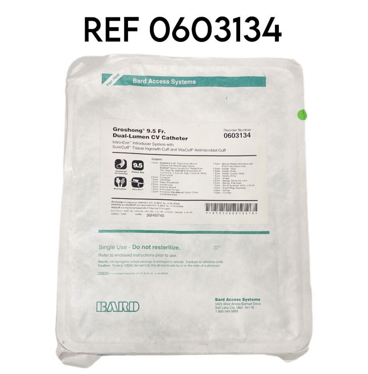 BARD 0603134 GroshongÂ® 9.5 Fr. Dual-Lumen CV Catheter (X)