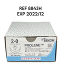 ETHICON 8843H 2-0 (3 Ph. Eur.) MH 36 mm 1/2c Taperpoint, PROLENE Polypropylene blue monofilament non-absorbable suture, EXP 2022 12