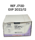ETHICON J713D 3-0 (2.0 metric) 18" (45 cm)RB-1 17 mm 1/2c Taper Coated VICRYL (Polyglactin 910) Suture VIOLET BRAIDED EXP 2022 12