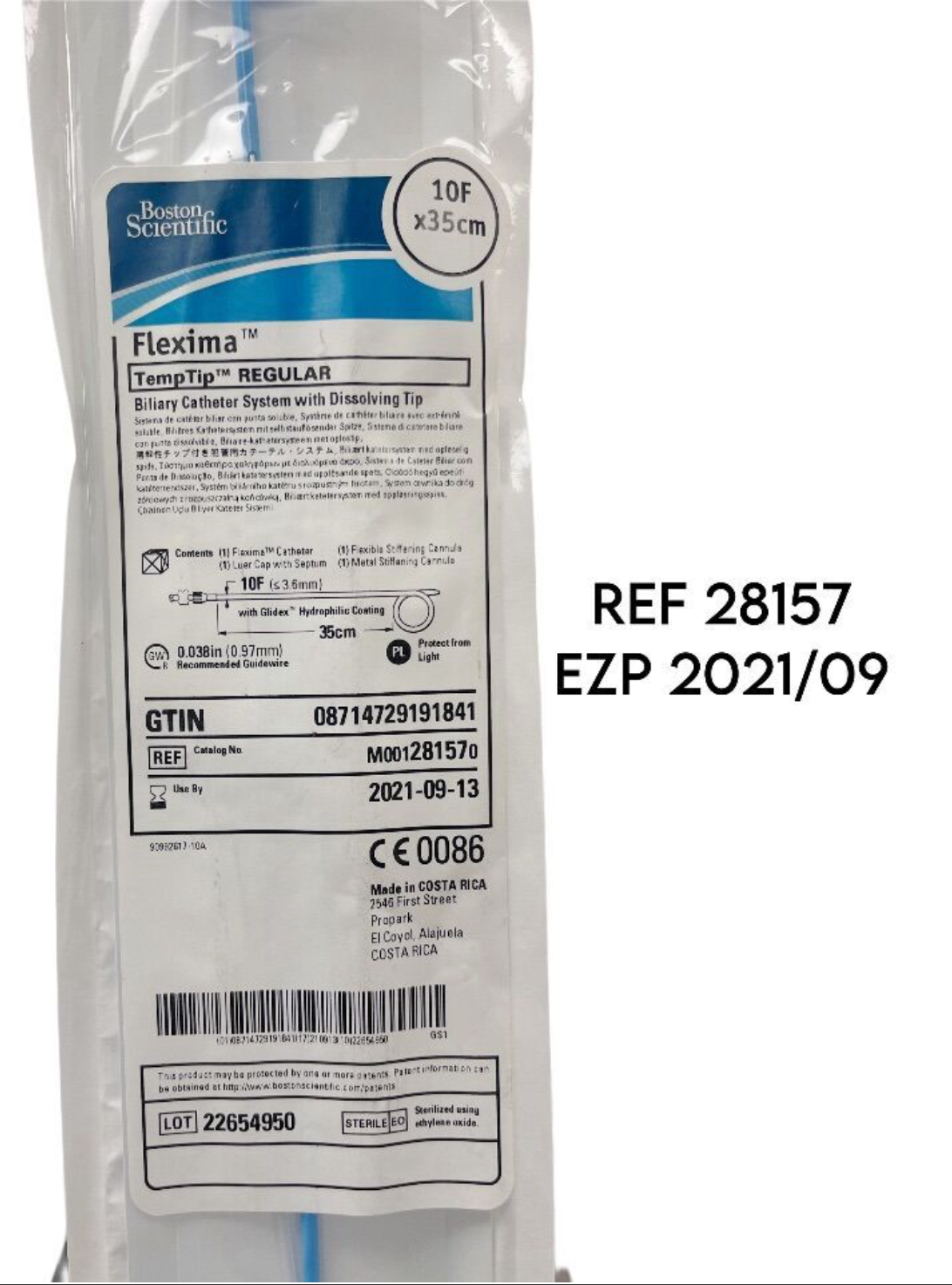 BOSTON SCIENTIFIC 28157 Flexima TempTip REGULAR Biliary Catheter System with Dissolving Tip 10F ×35cm EXP 2021 09
