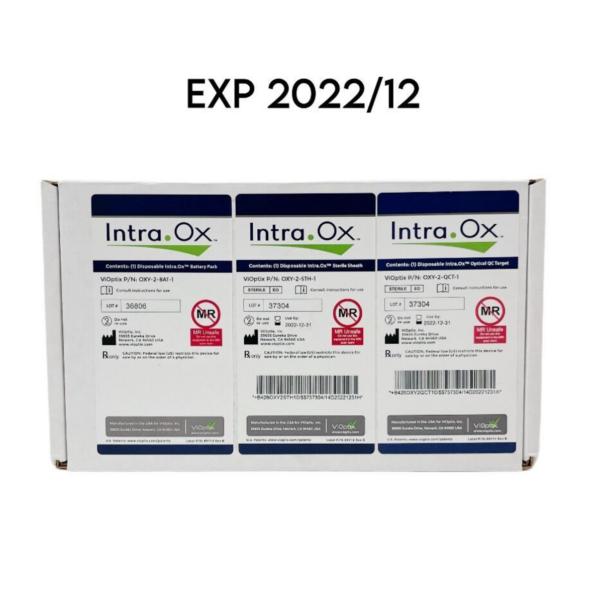 VIOPTIX INC OXY-2-BAT-1 / OXY-2-STH-1 / OXY-Z-OCT-1 Disposable intra.ox Battery Pack / Sterile Sheath / Optical QC Target EXP 2022 12