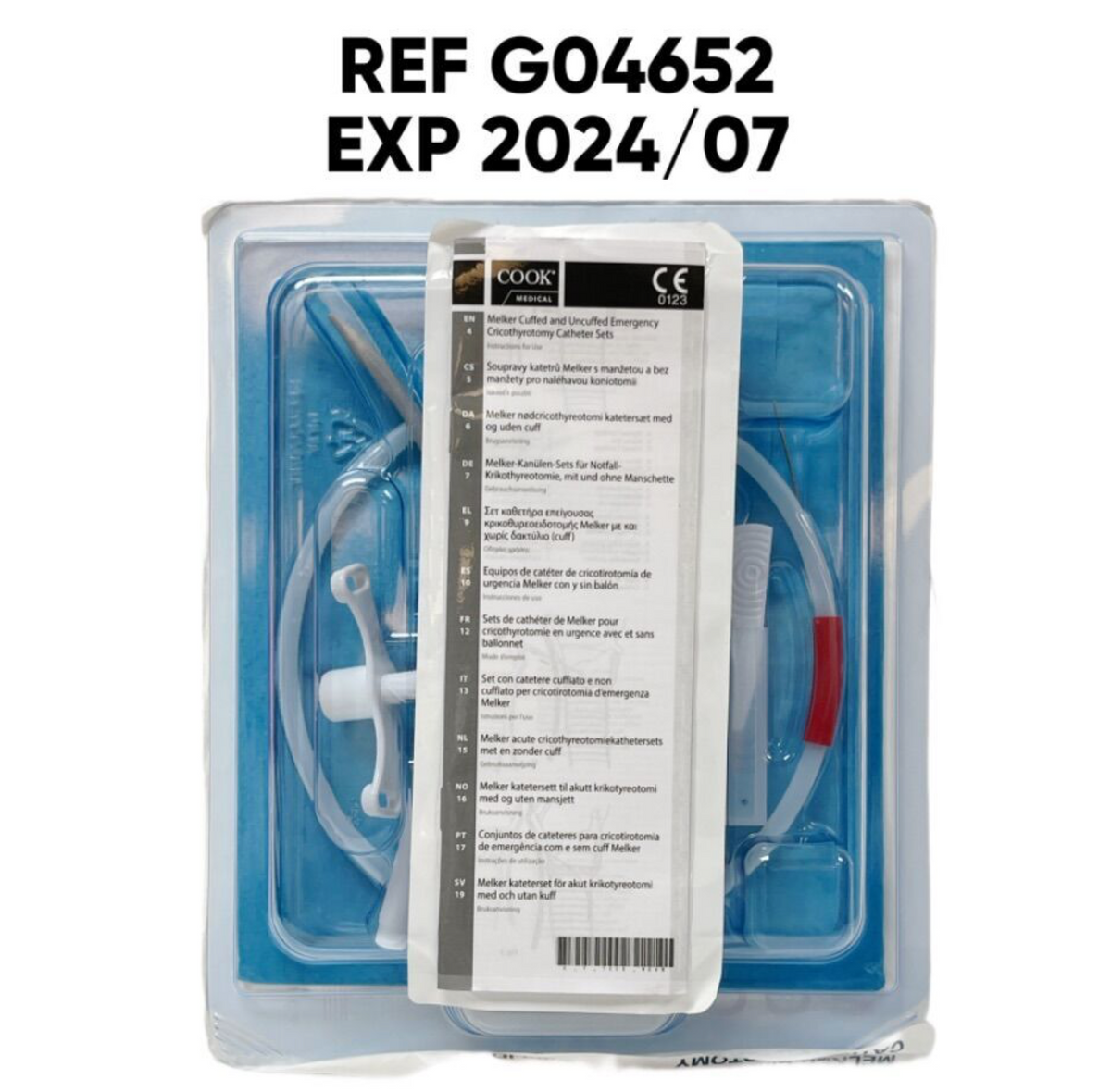 COOK MEDICAL G04652 Melker Uncuffed Emergency Cricothyrotomy Catheter Set EXP 2023 05 & ABOVE