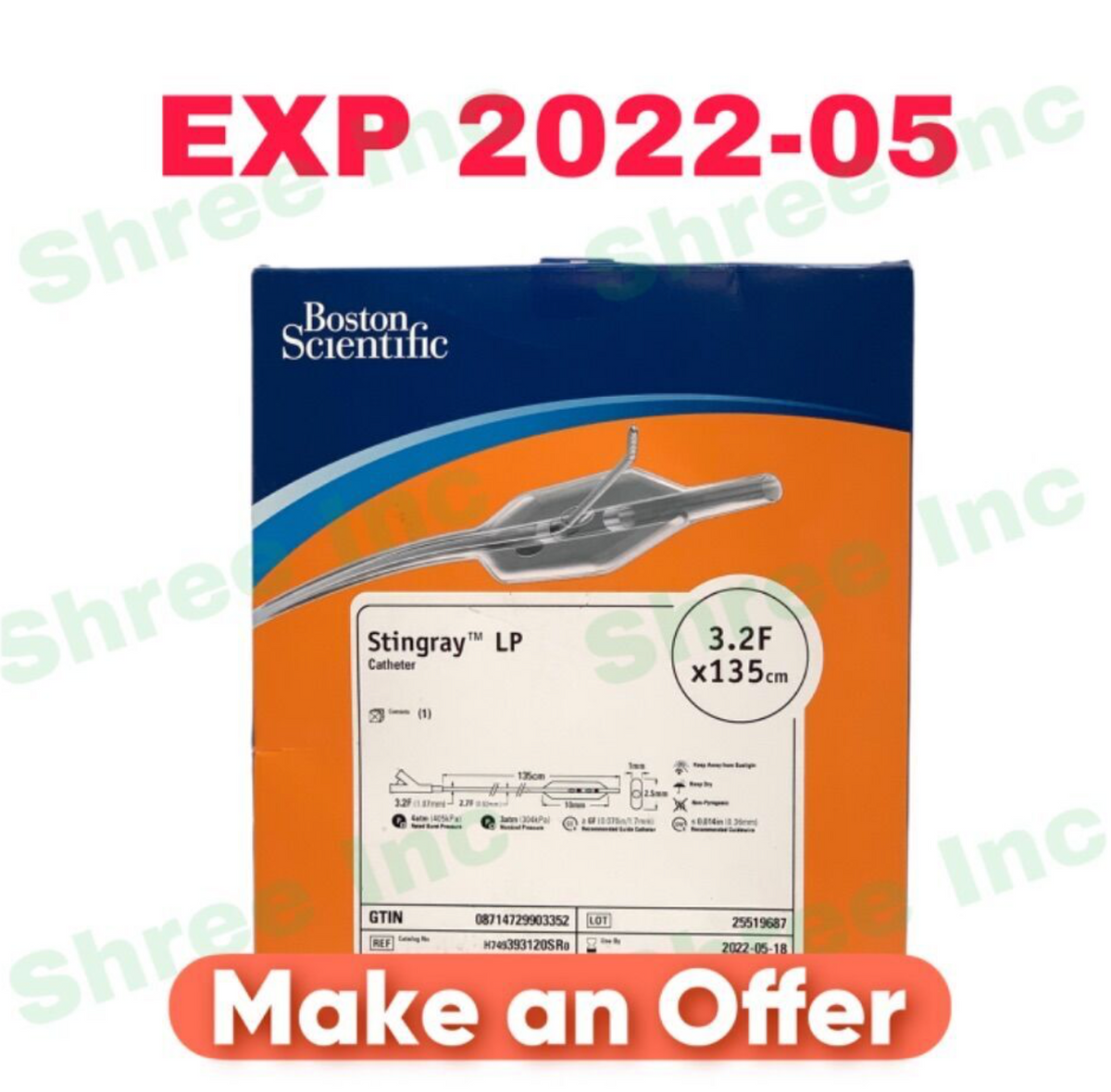 BOSTON SCIENTIFIC H749393120SR0 STINGRAY LP CATHETER EXP 2022 05