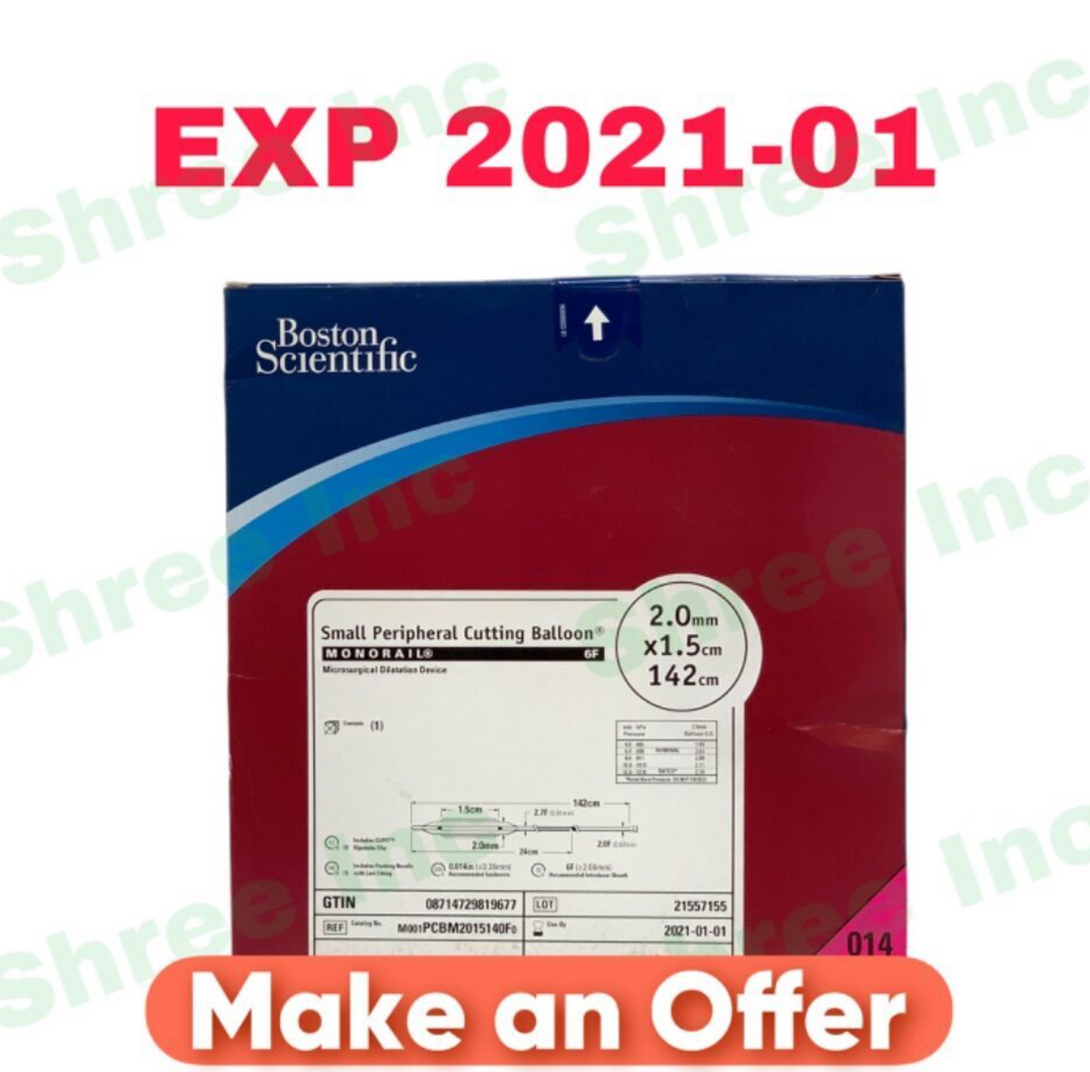 BOSTON SCIENTIFIC M001PCBM2015140F0 Small Peripheral Cutting Balloon MONORAIL 6F Microsurgical Dilatation Device EXP 2021 01