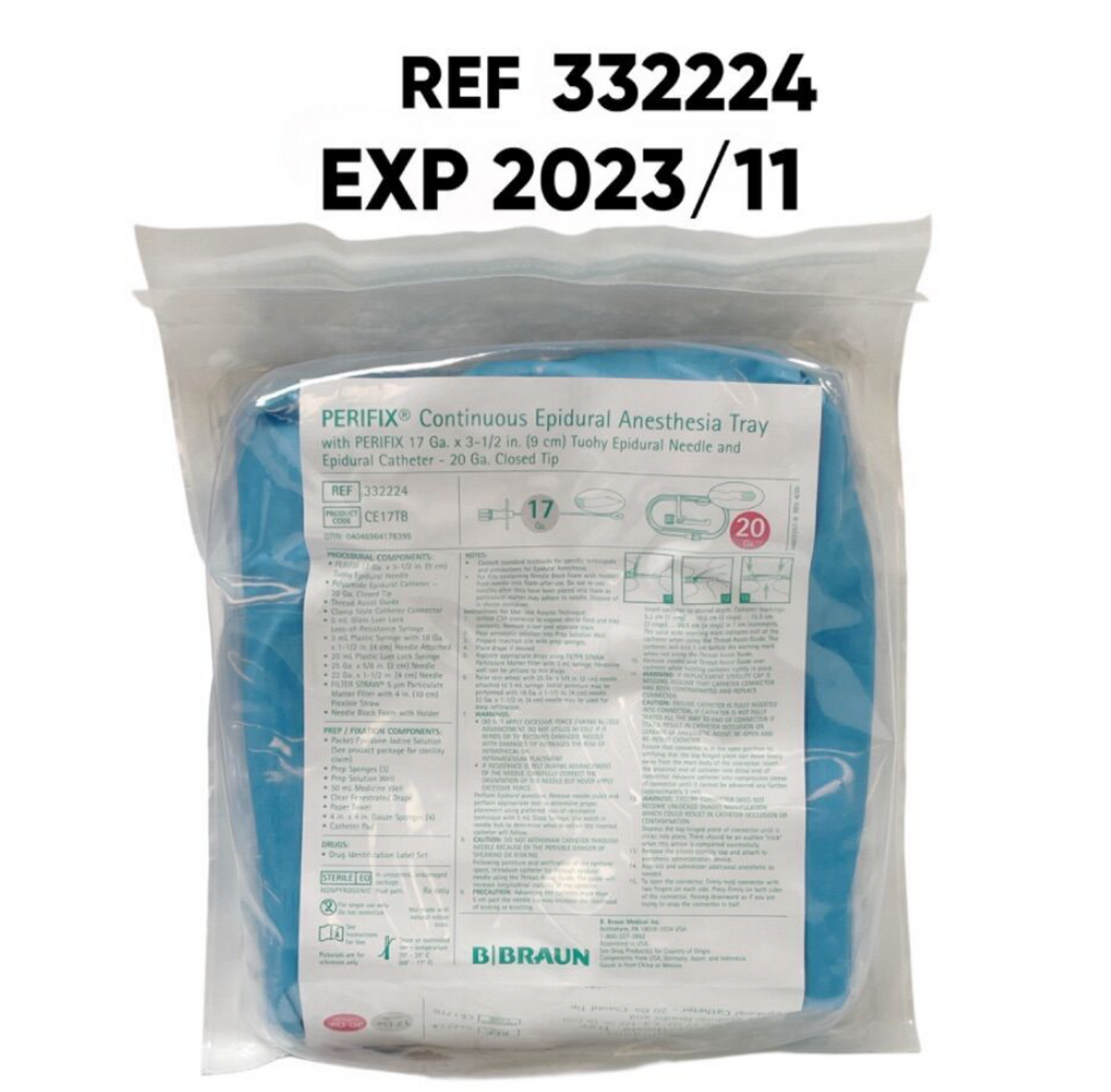 B BRAUN 332224 PERIFIX Continuous Epidural Anesthesia Tray EXP 2023 11