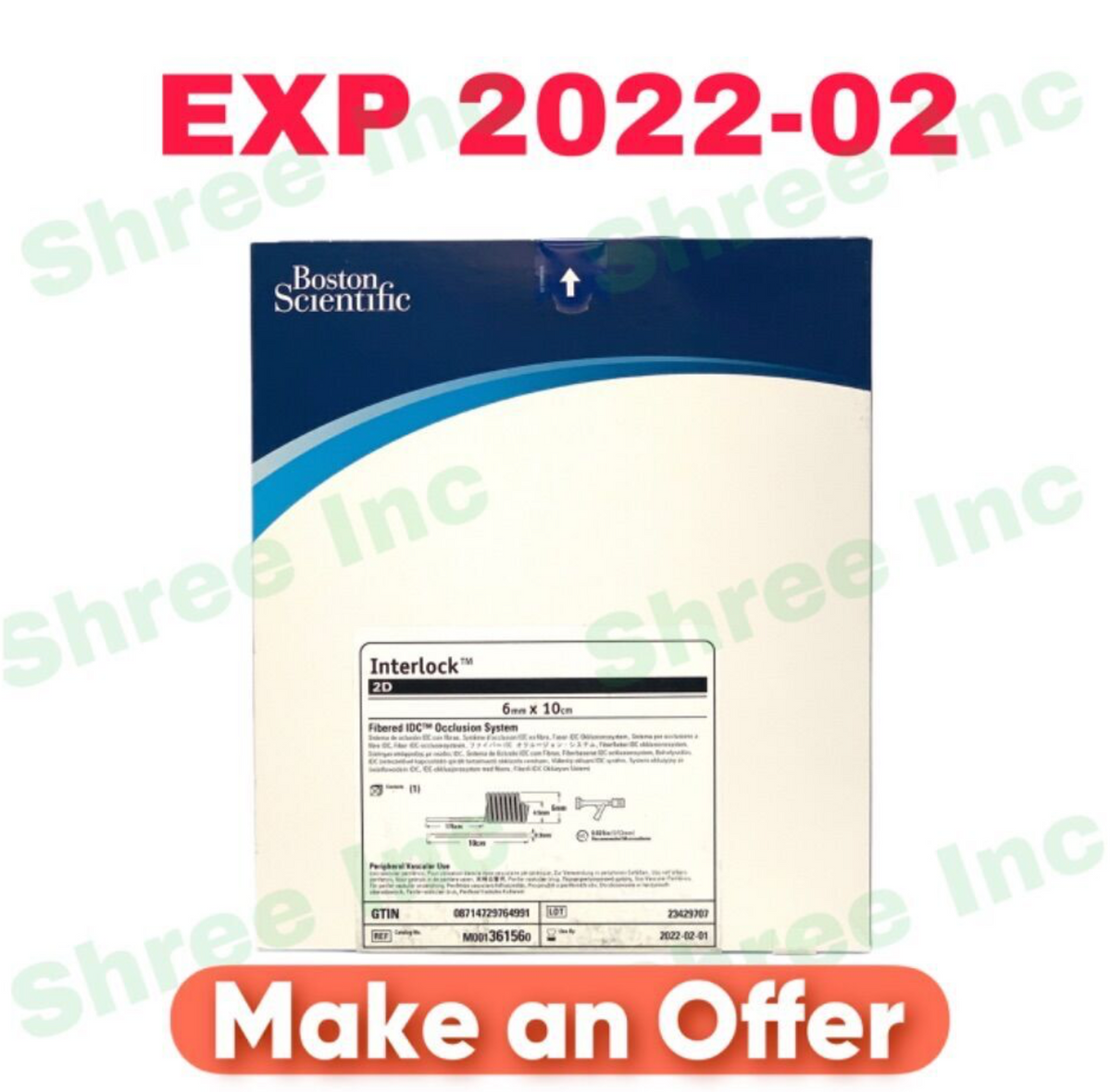 BOSTON SCIENTIFIC M001361560 Interlock 2D 6mm X 10cm Fibered IDC Occlusion System EXP 2022 02