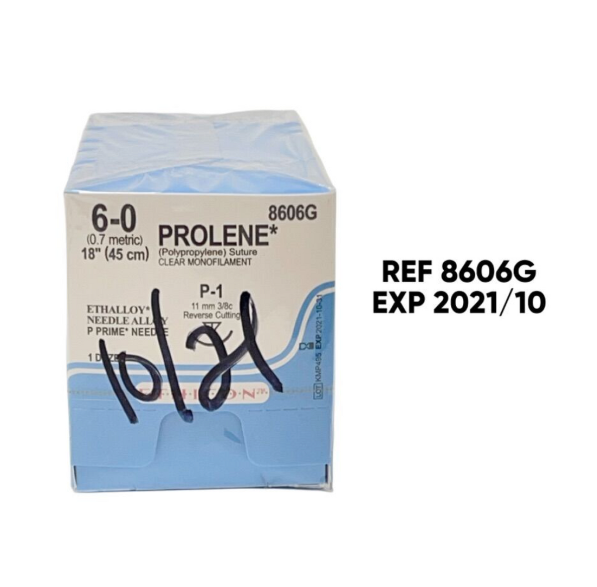 ETHICON 8606G PROLENE (Polypropylene) Suture 6-0 (0.7 metric) 18" (45 cm) P-1 EXP 2021 10