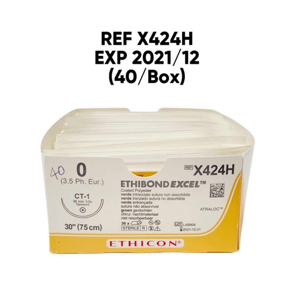 ETHICON X424H ETHIBOND EXCEL SUTURE 0 (3.5 Ph. Eur.) СТ-1 EXP 2021 12 (40/Box)