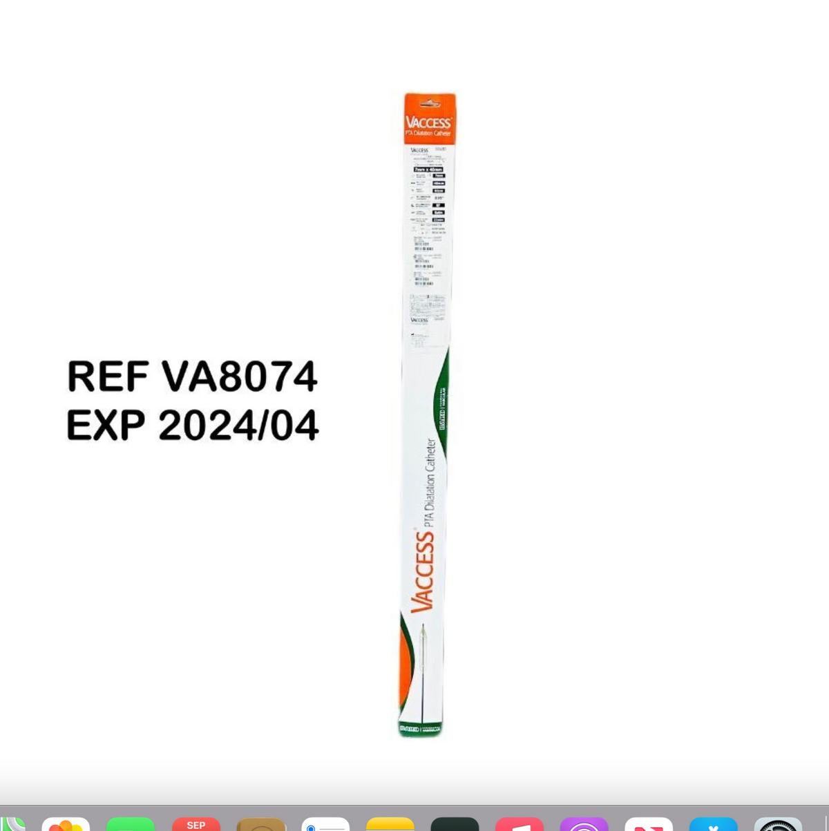 BARD VA8074 VACCESS PTA Dilatation Catheter 7mm x 40mm EXP 2024 04