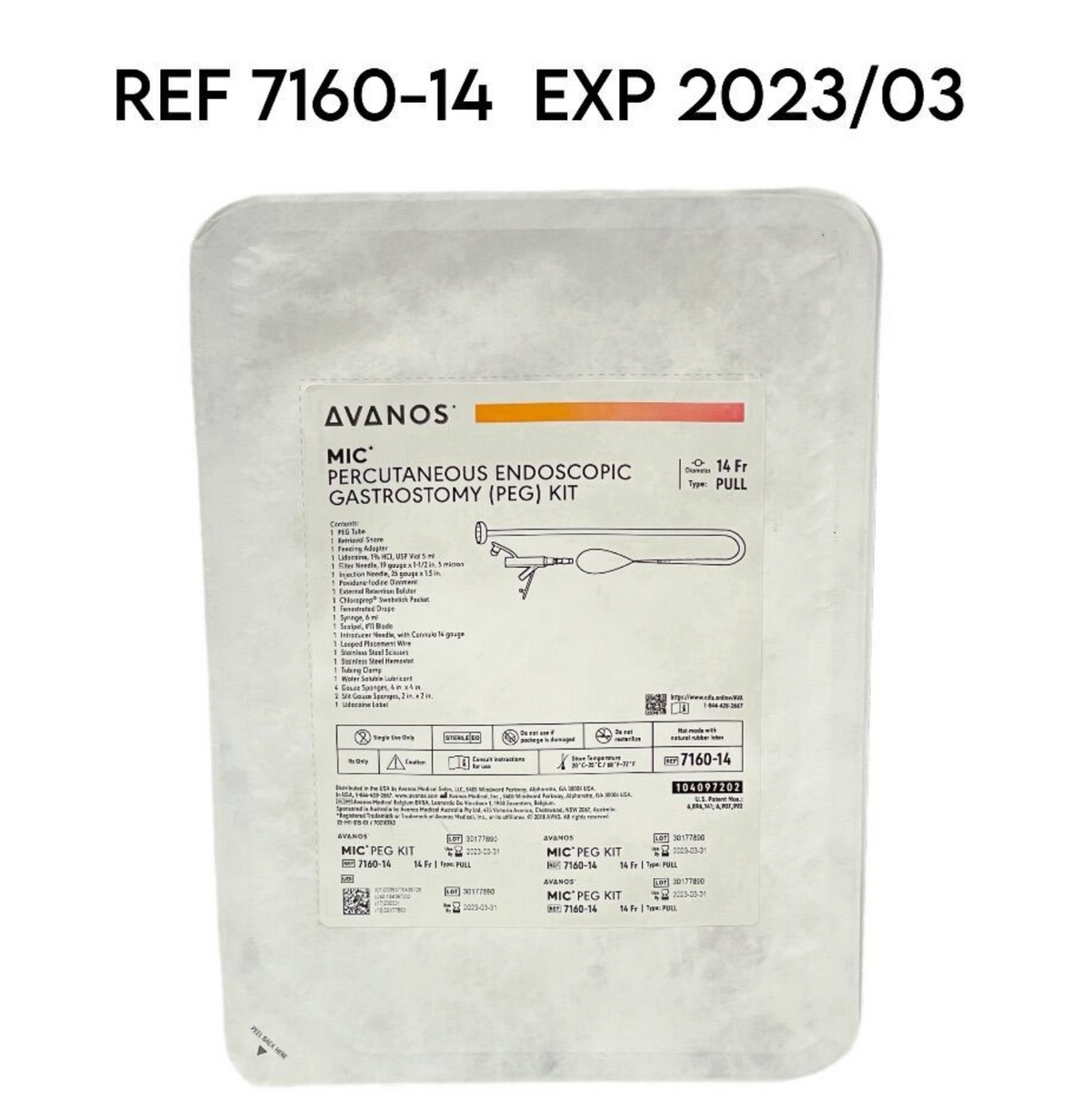 AVANOS 7160-14 MIC PERCUTANEOUS ENDOSCOPIC GASTROSTOMY (PEG) KIT EXP 2023 03