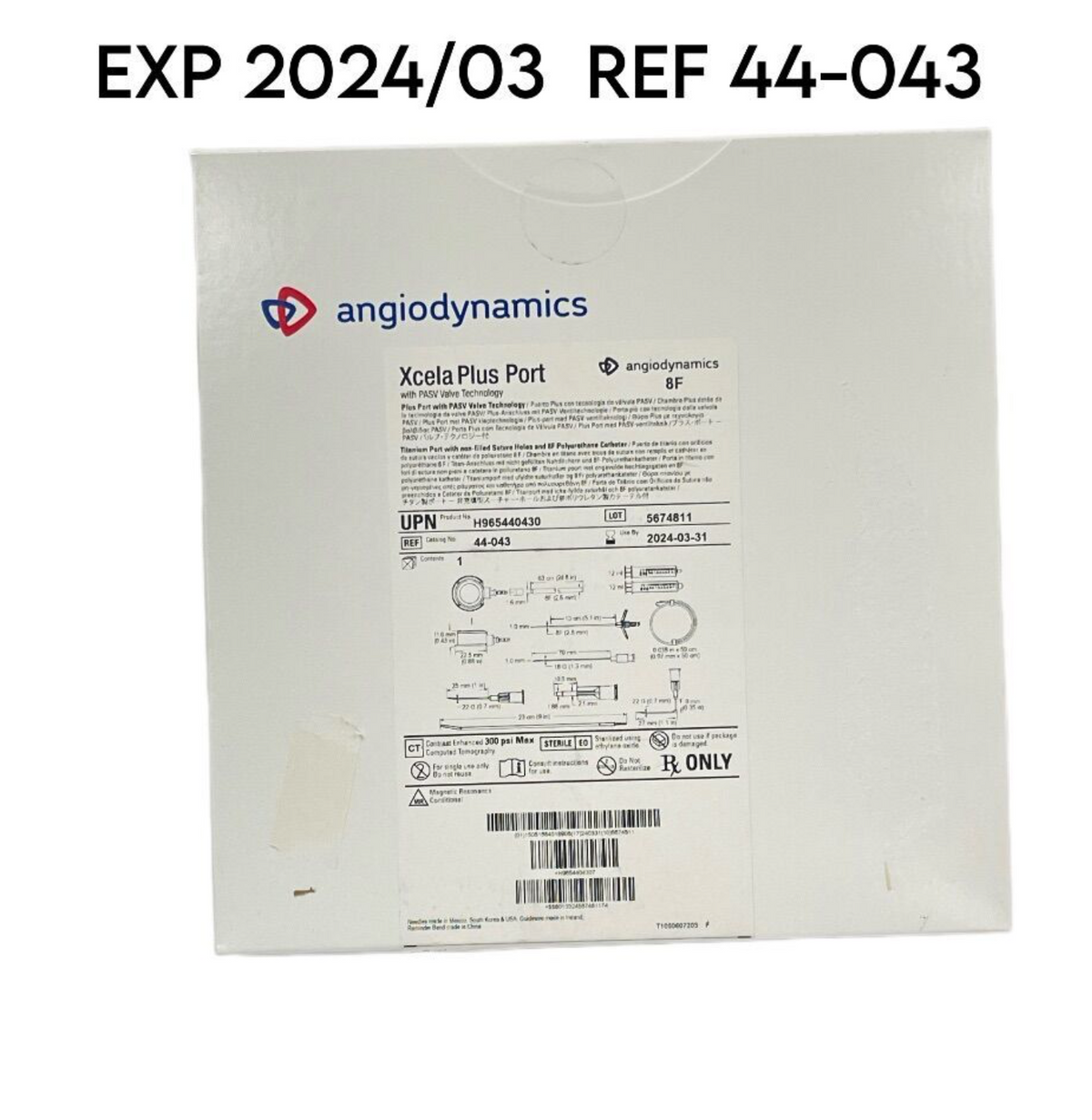 ANGIODYNAMICS INC 44-043 Xcela Plus Port with PASV Valve Technology 8F EXP 2024 03
