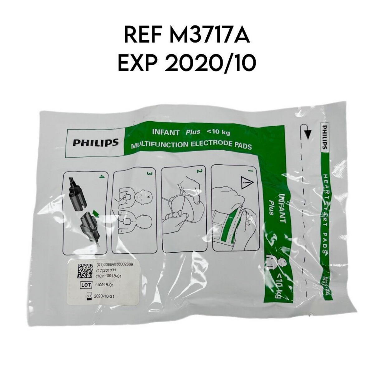 PHILIPS M3717A HEARTSTART INFANT PLUS MULTIFUNCTION ELECTRODE DEFIBRILLATION PAD EXP 2020 10