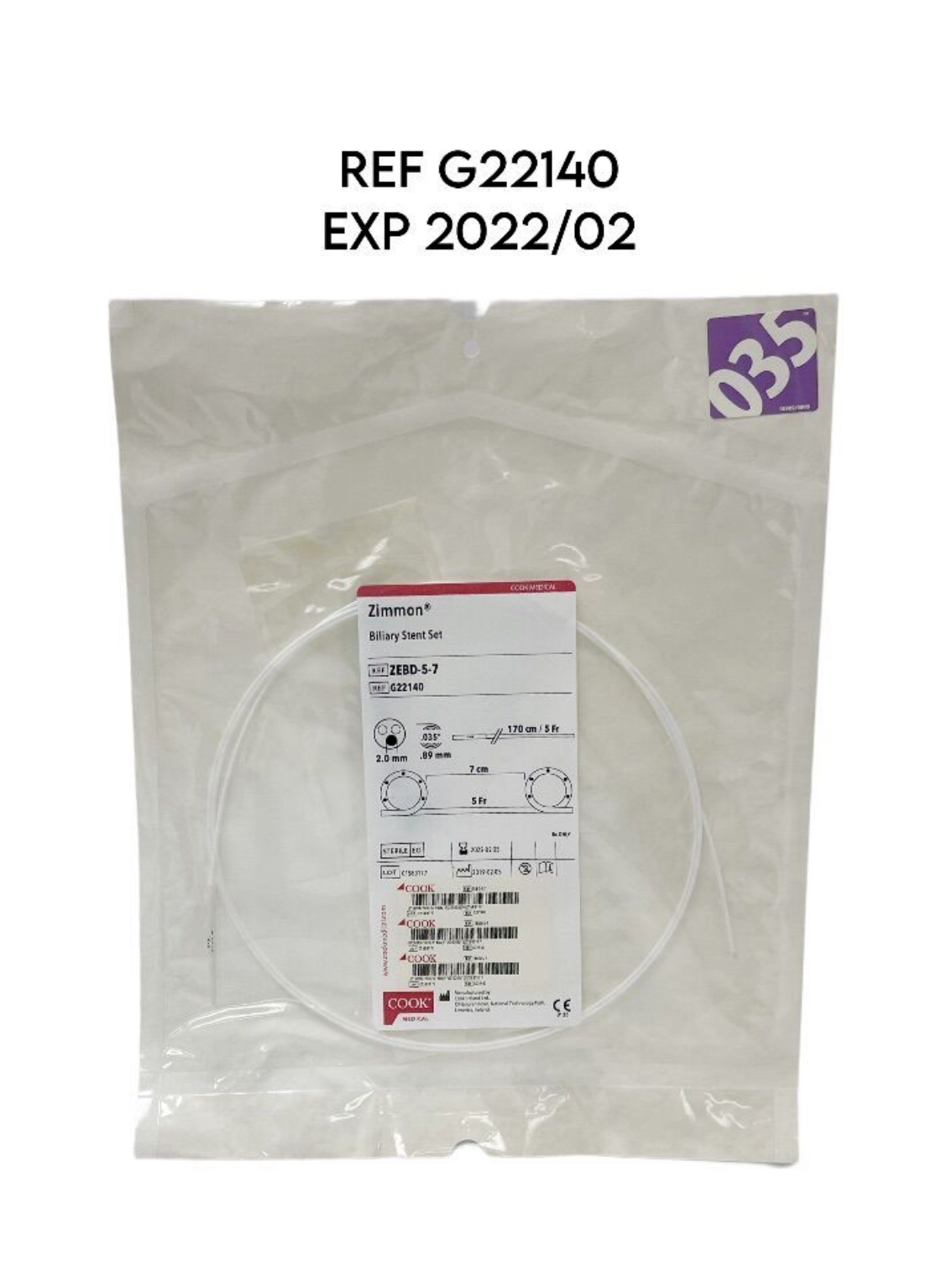 COOK MEDICAL G22140 Zimmon Biliary Stent Set 170 cm / 5 Fr. EXP 2022 02