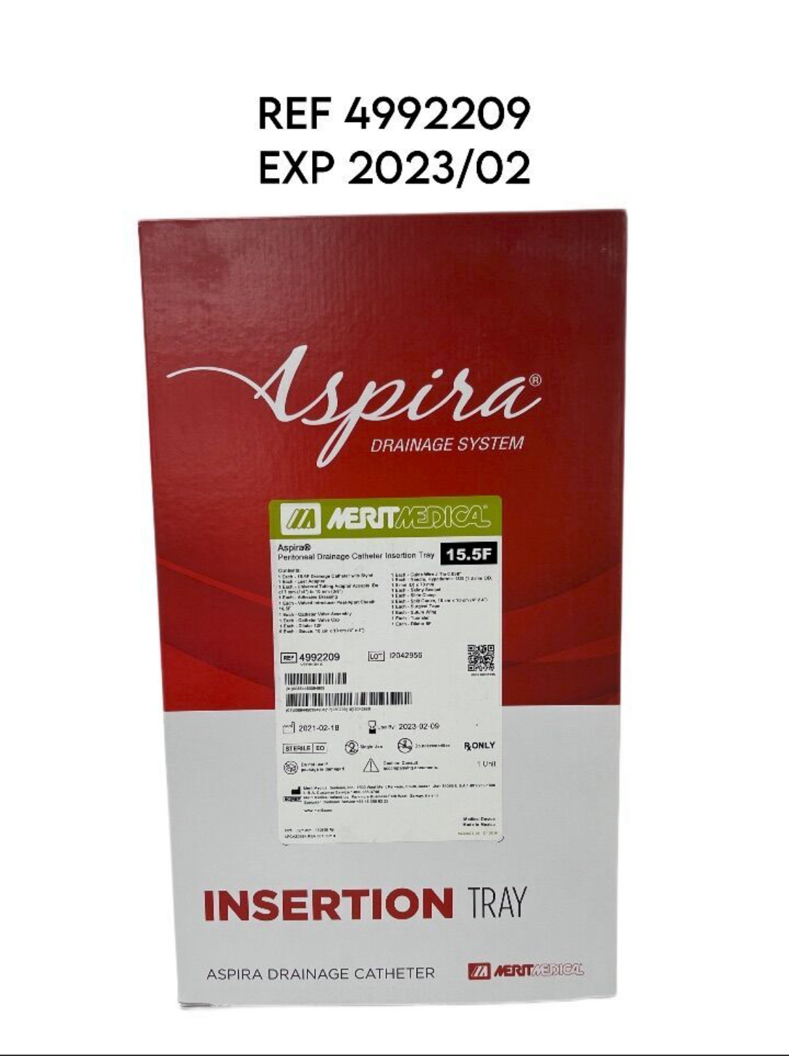 MERIT MEDICAL 4992209 ASPIRA PERITONEAL DRAINAGE SYSTEM STARTER KIT 15.5F EXP 2023 02