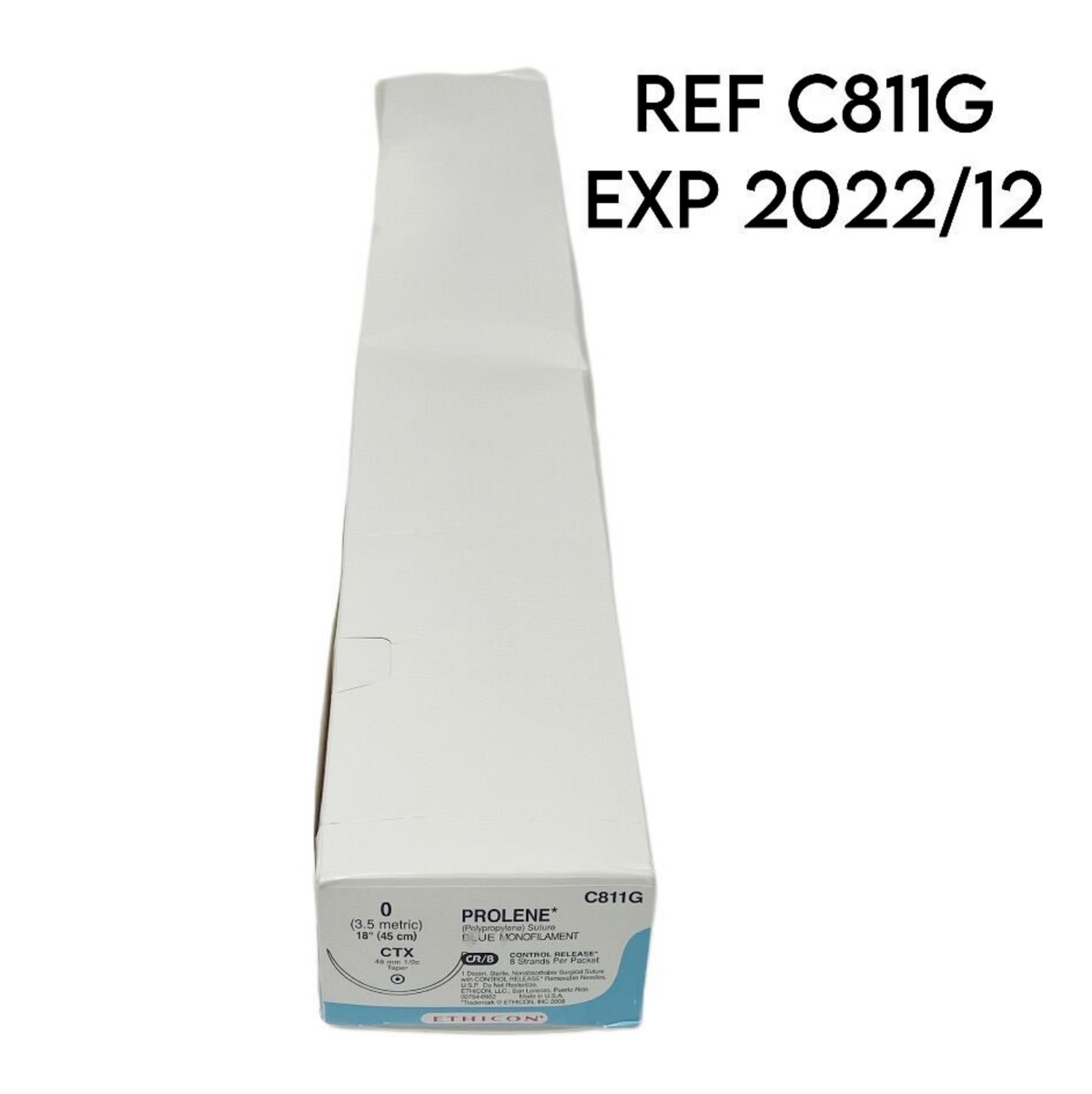 ETHICON C811G PROLENE (POLYPROPYLENE) SUTURE BLUE MONOFILAMENT (3.5 metric) 18" (45cm) 12/BOX EXP 2022 12