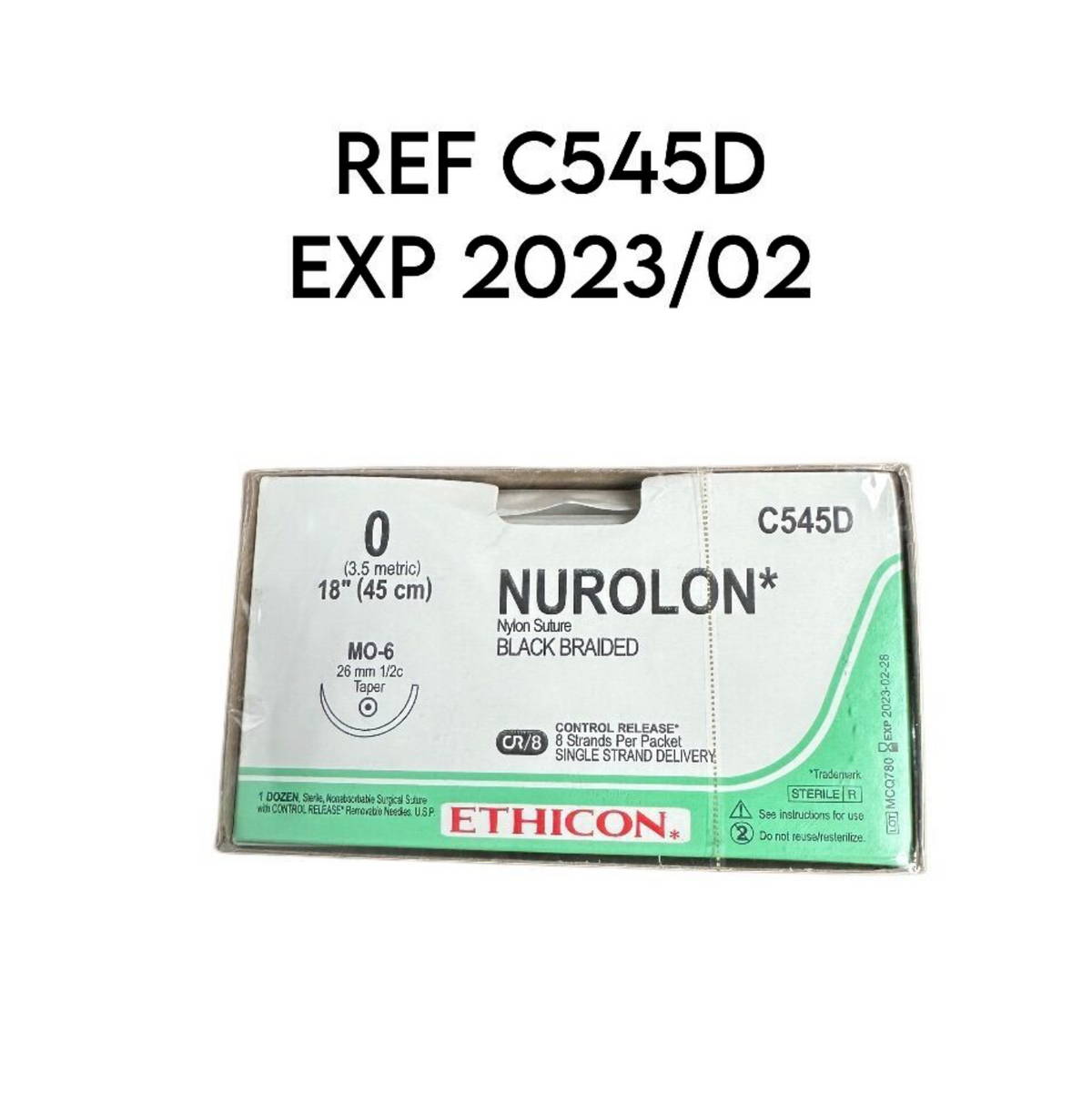 ETHICON REF C545D NUROLON Nylon Suture BLACK BRAIDED 18