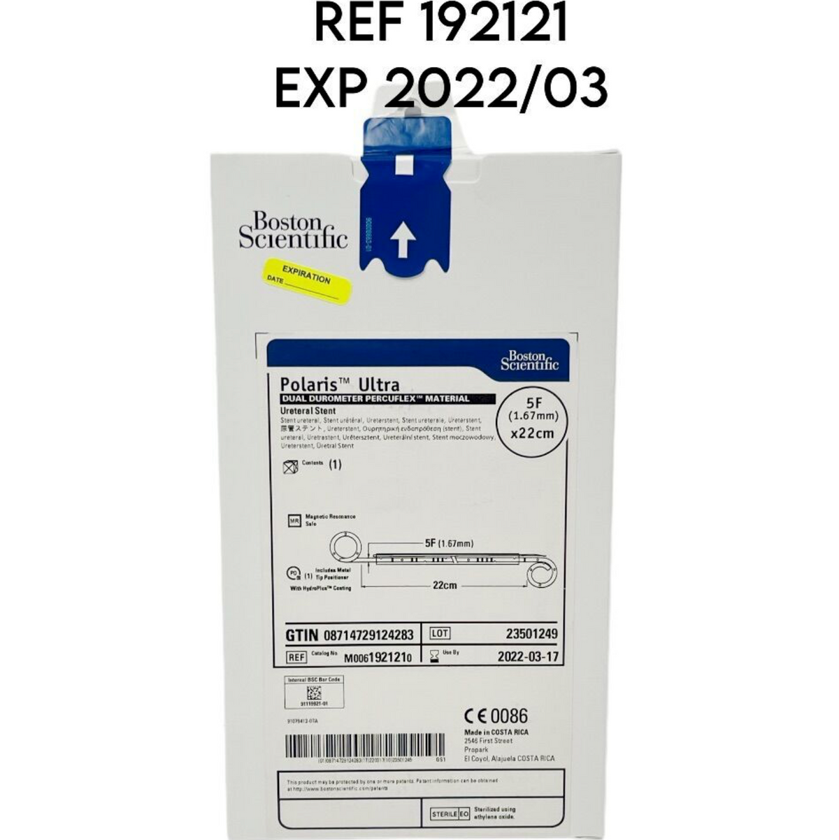 BOSTON SCIENTIFIC M0061921210 Polaris Ultra DUAL DUROMETER PERCUFLEX MATERIAL Ureteral Stent 5F (1.67 mm) ×22cm EXP 2022 03