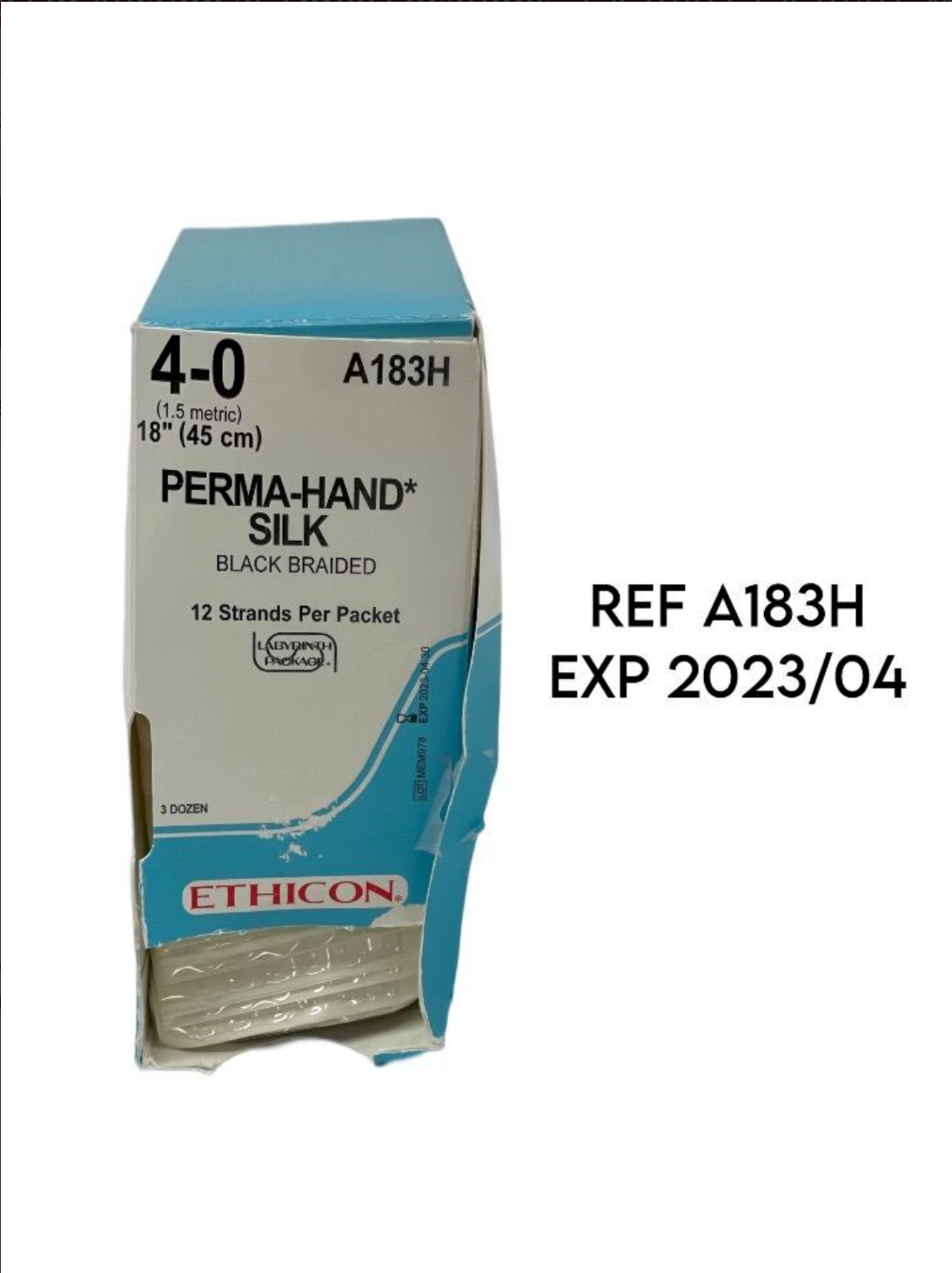 ETHICON A183H PERMA-HAND SILK BLACK BRAIDED 18(45 cm) 26/BOX EXP 2023 04