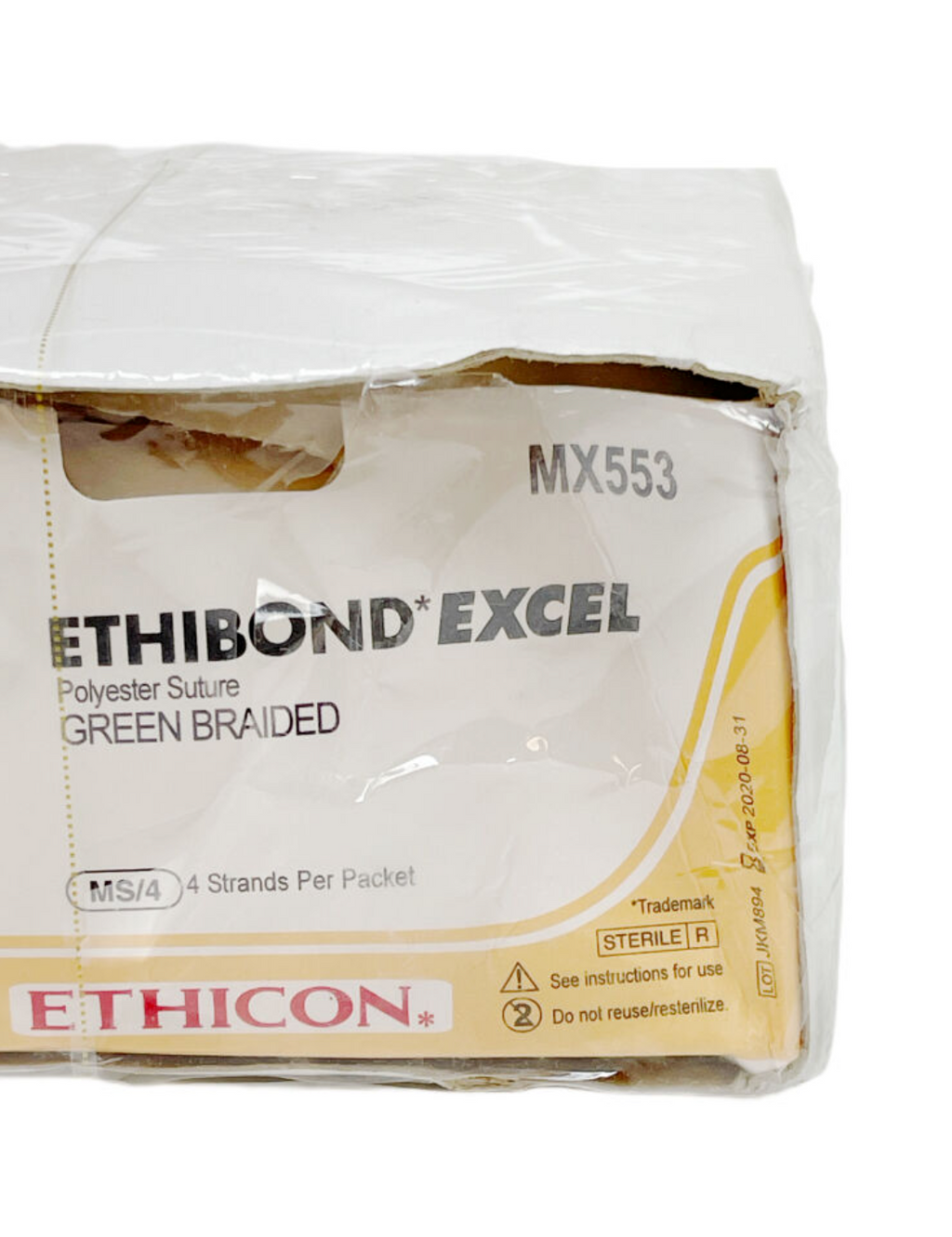 ETHICON MX553 ETHIBOND EXCEL Coated Polyester 2-0 (3 Ph. Eur.) RB-1 17 mm 1/2c Taperpoint 12/BOX EXP 2020 08