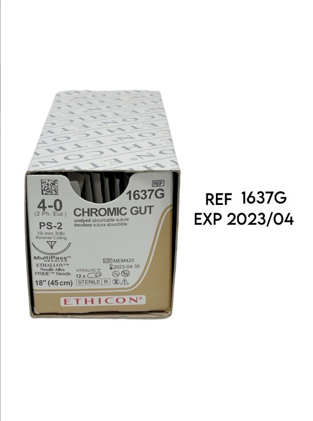 ETHICON 1637G CHROMIC GUT undyed absorbable suture 4-0 (2 Ph. Eur.) PS-2 EXP 2023 04