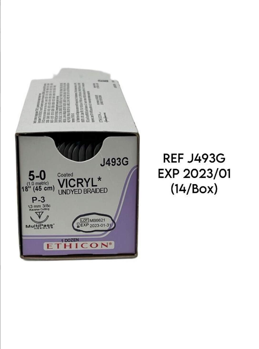 ETHICON J493G 5-0. 18" (45 CM) VICRYL UNDYED BRAIDED SUTURE EXP 2023 01 (14/Box)