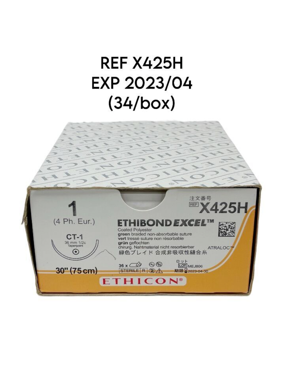 ETHICON X425H 1 (4 PH. EUR.) CT-1 75 cm ETHIBOND EXCEL suture EXP 2023 04 (34 box)