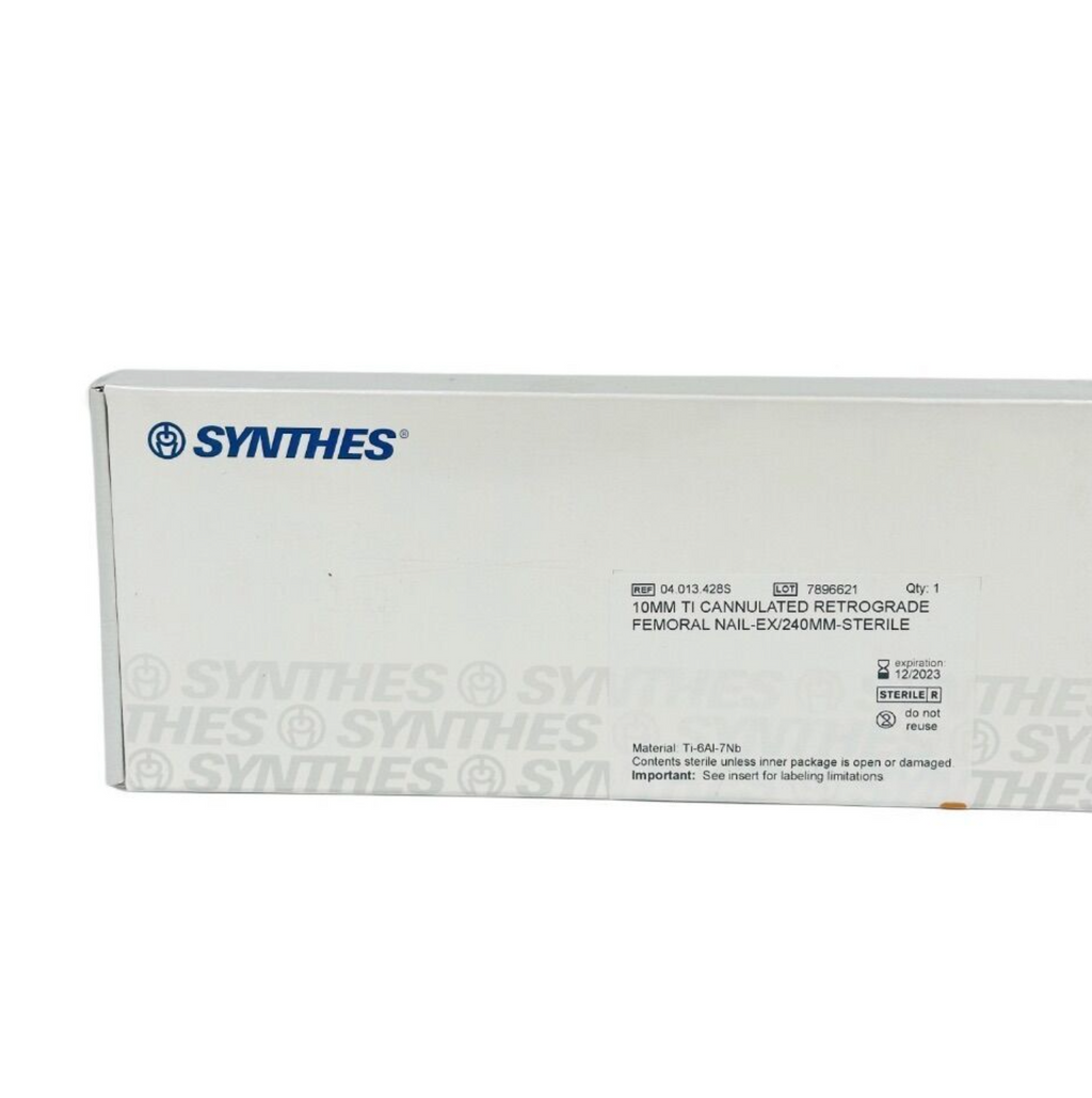 SYNTHES 04.013.428S TI CANNULATED RETROGRADE FEMORAL NAIL EX/240MM X 10MM EXP 2023 12